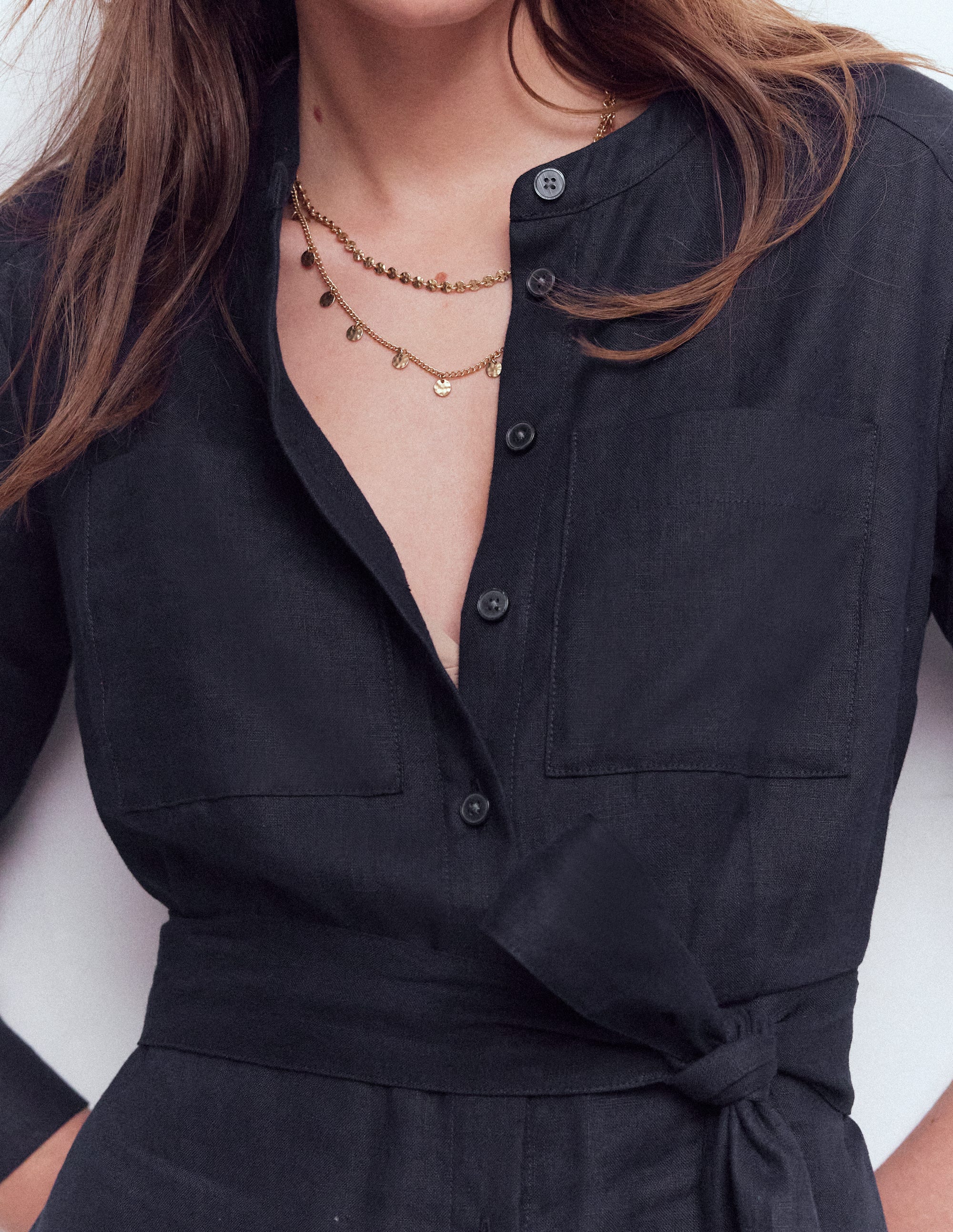 Mollie Linen Shirt Dress-Navy - Image 2