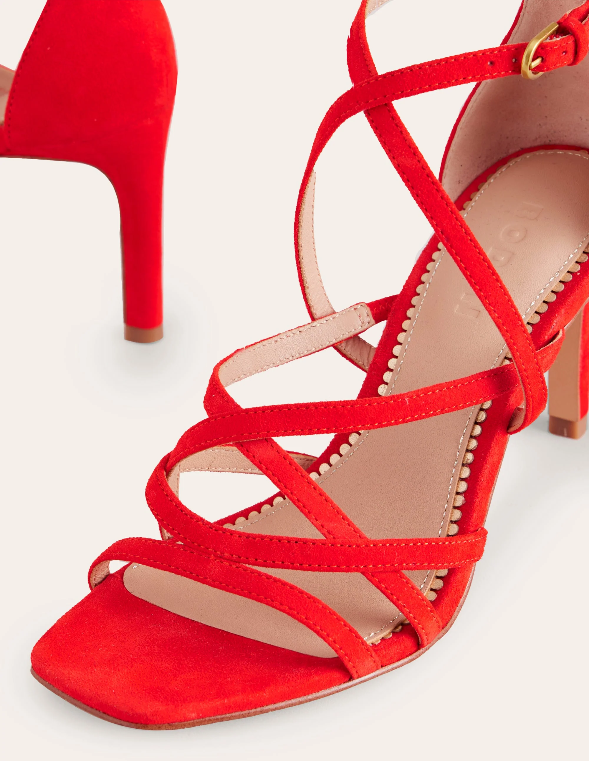 Multi Strap Heel Sandals-Post Box Red - Image 5