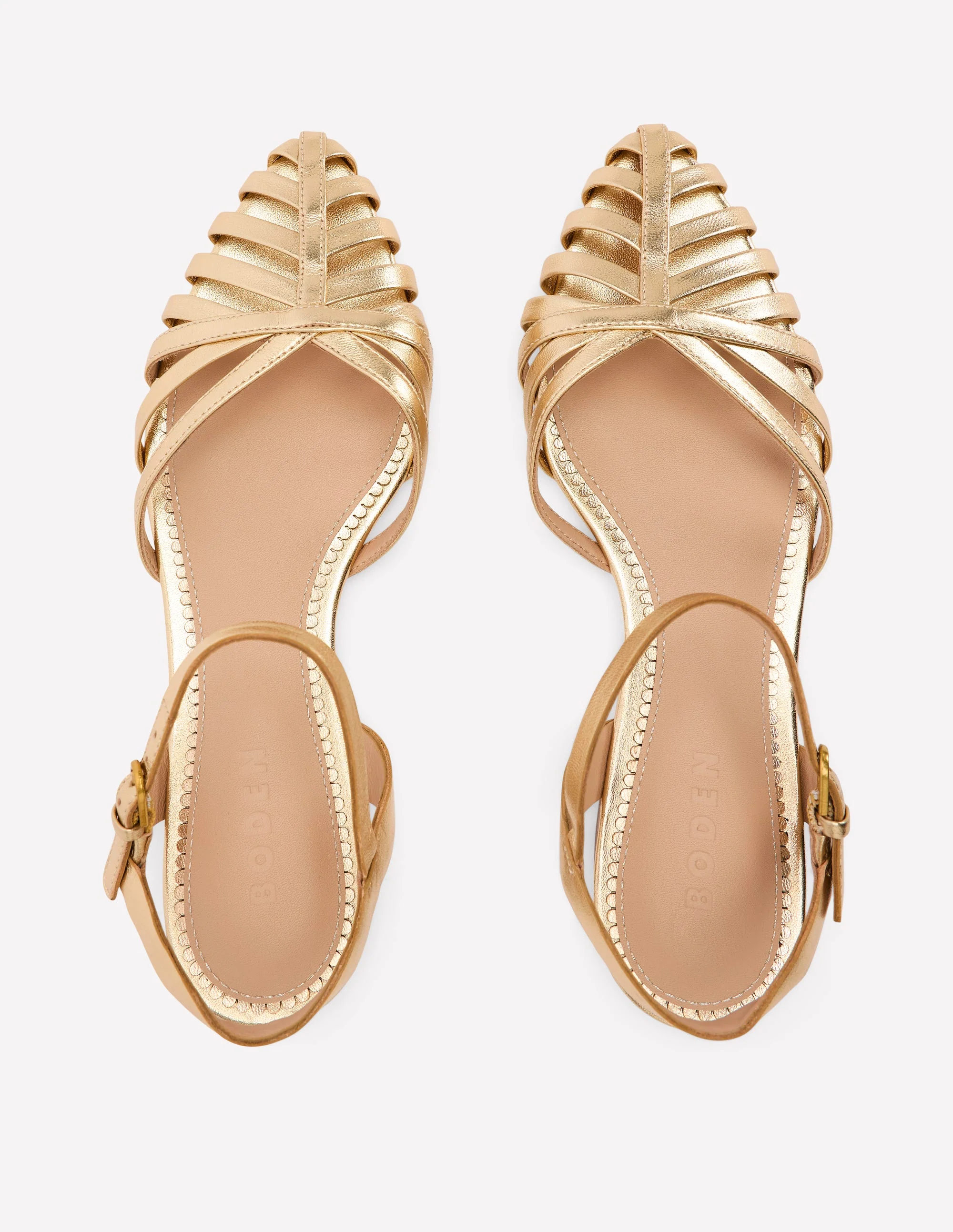 Multi Strap Pointed Sandals-Gold - Image 5