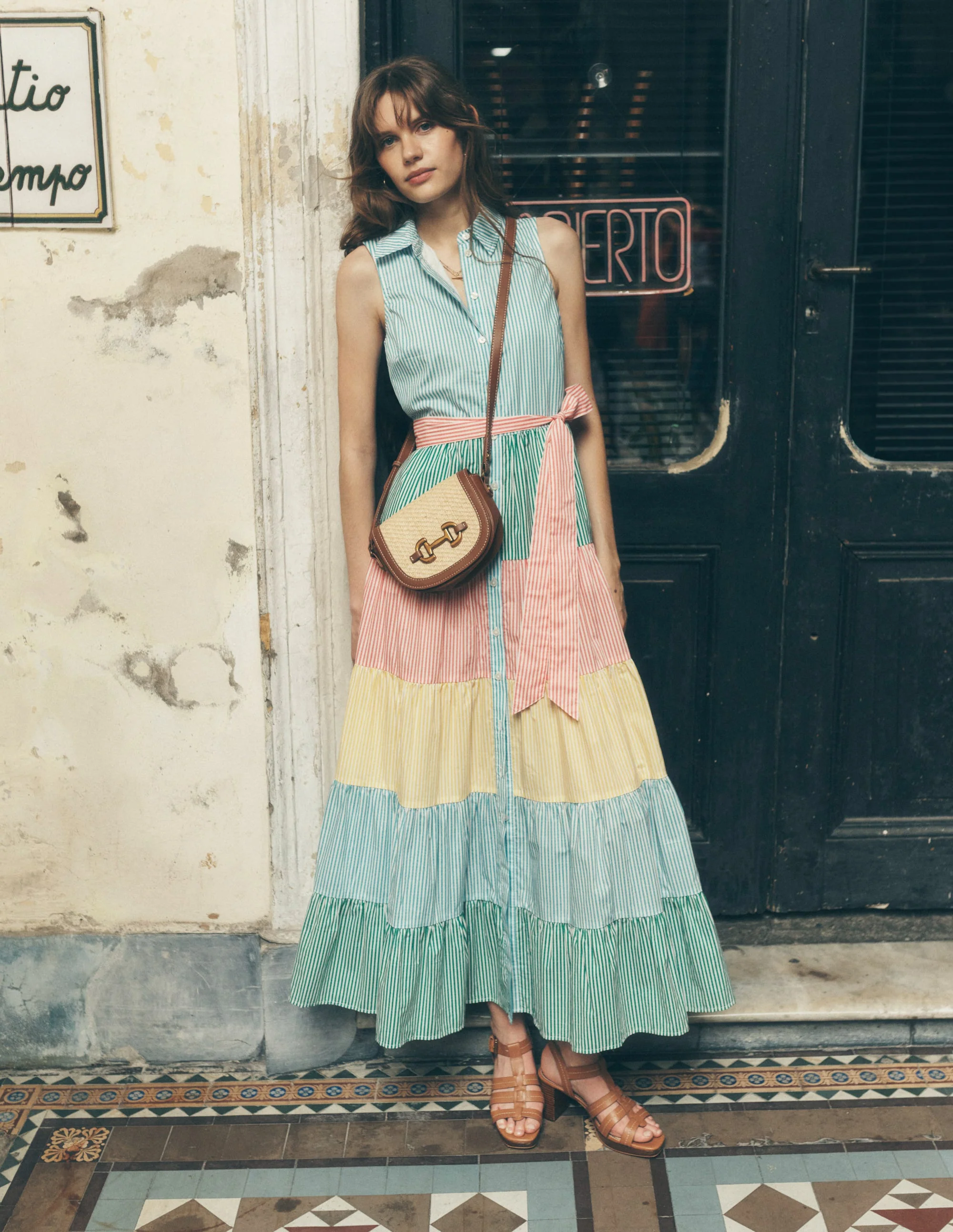 Multi Tiered Shirt Dress-Duck Egg Blue Stripe - Image 5