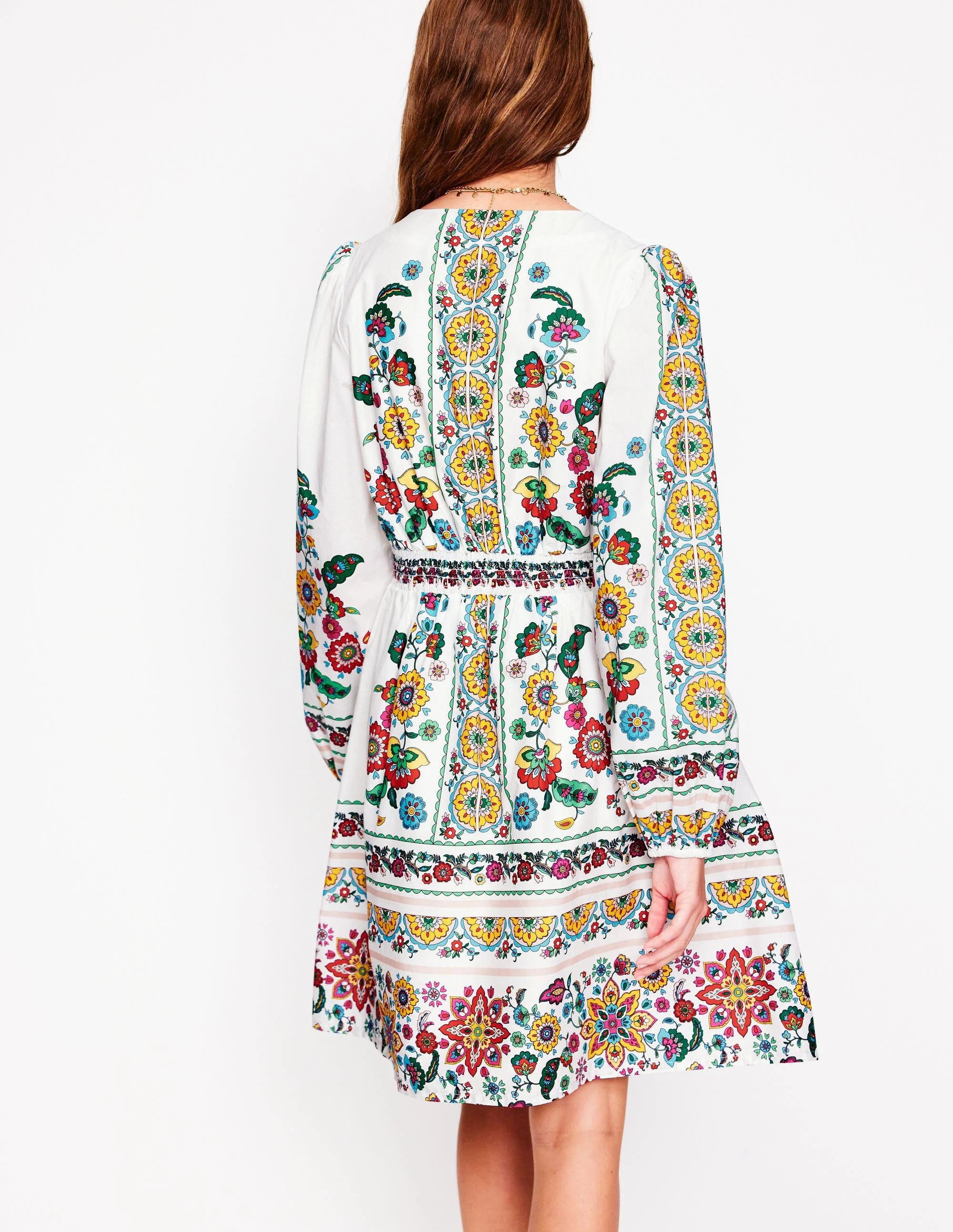 Mya Cotton Short Dress-Ivory, Botanical Sprig - Image 4