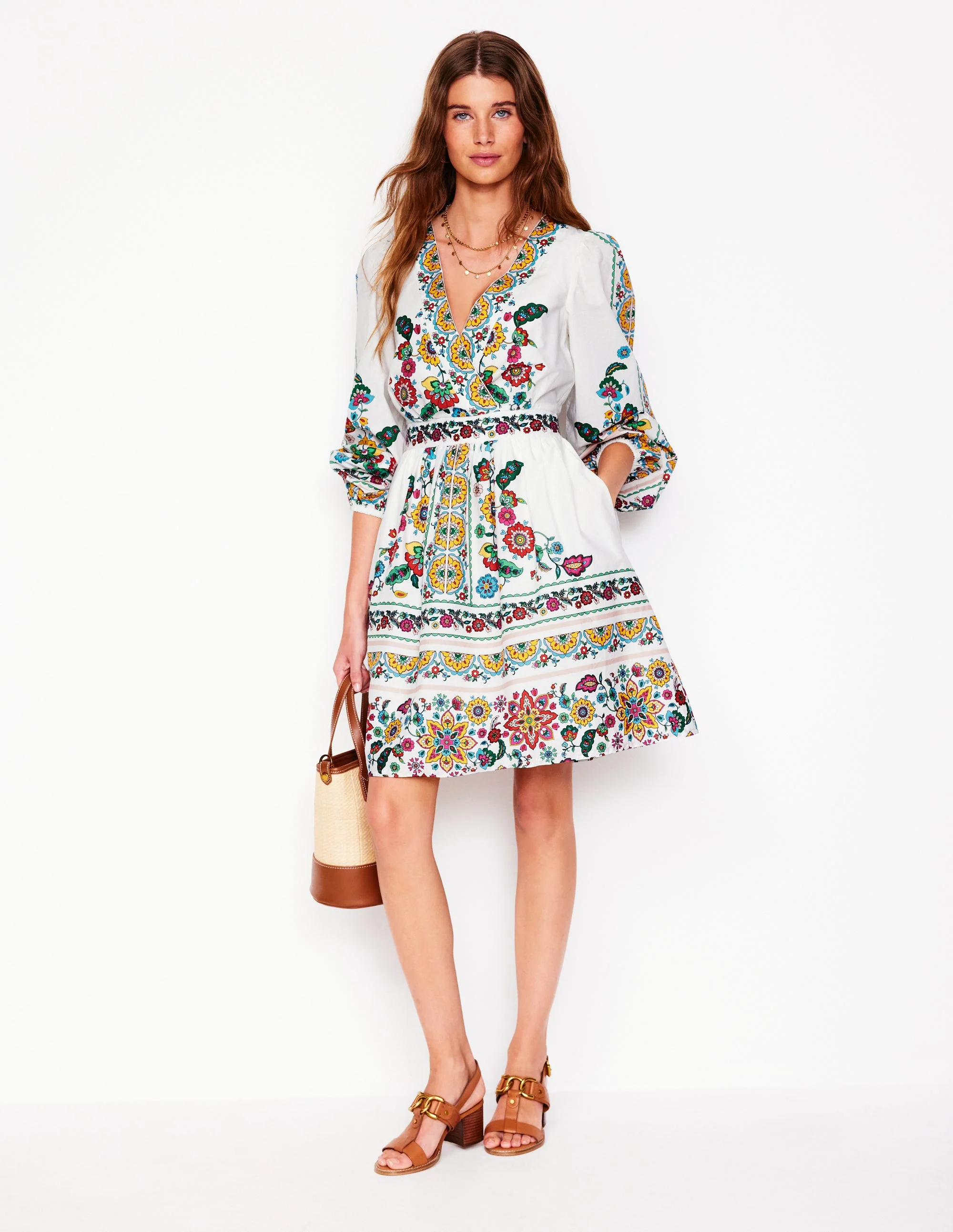 Mya Cotton Short Dress-Ivory, Botanical Sprig - Image 5