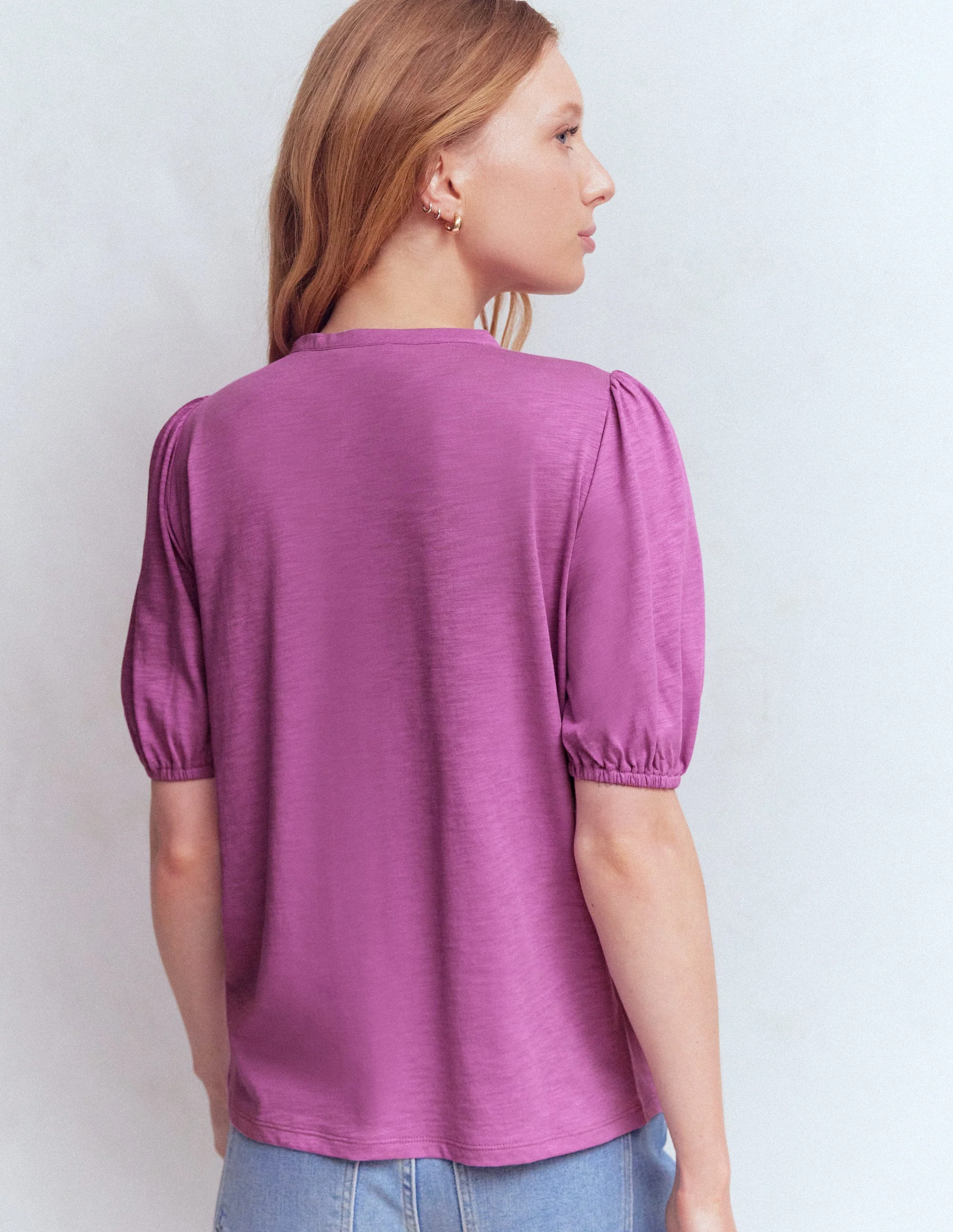 Mya Short Sleeve Smocked Shirt-Clover Purple - Image 3