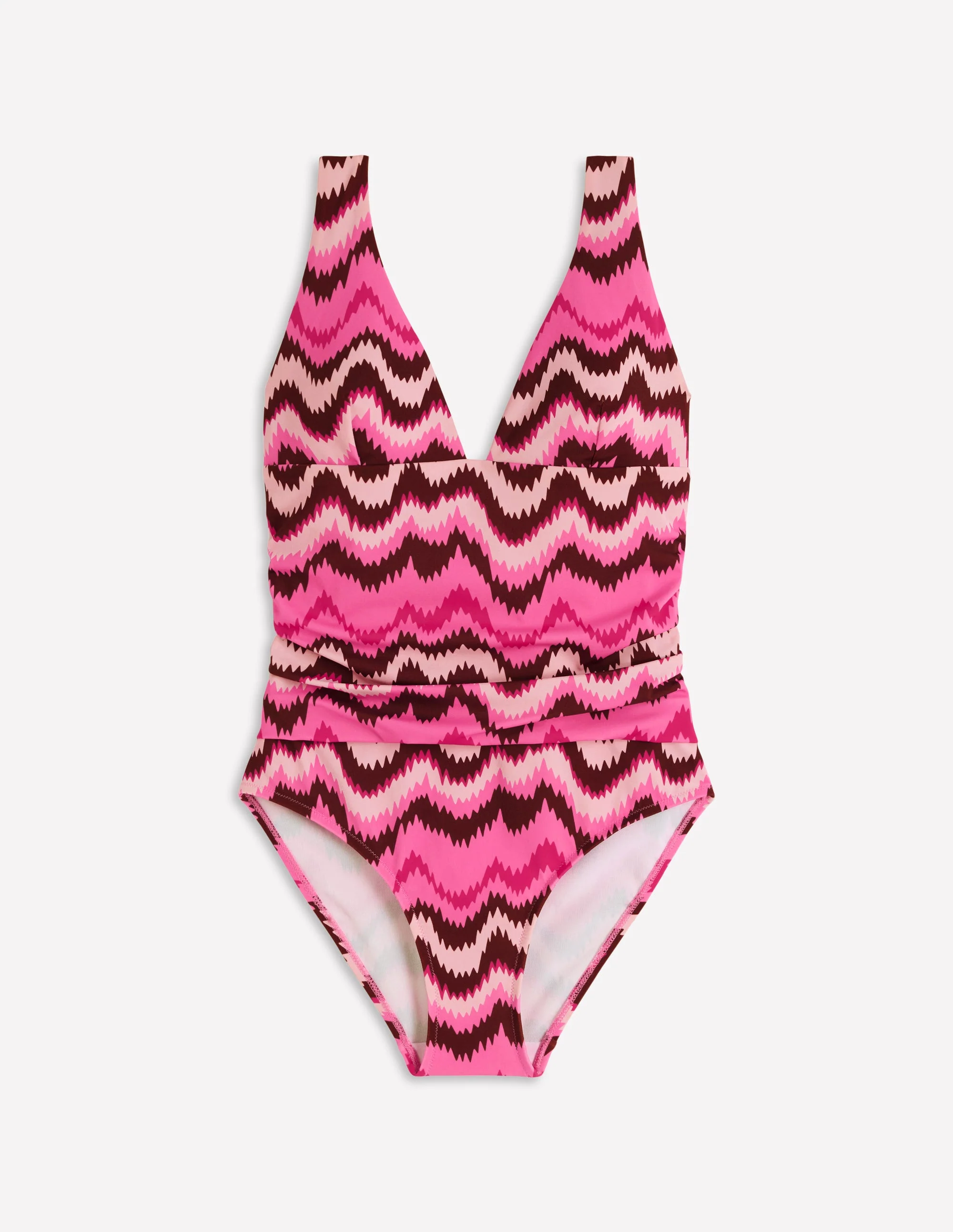 Mykonos Deep V Swimsuit-Pink Punch, Zig Zag Wave - Image 8