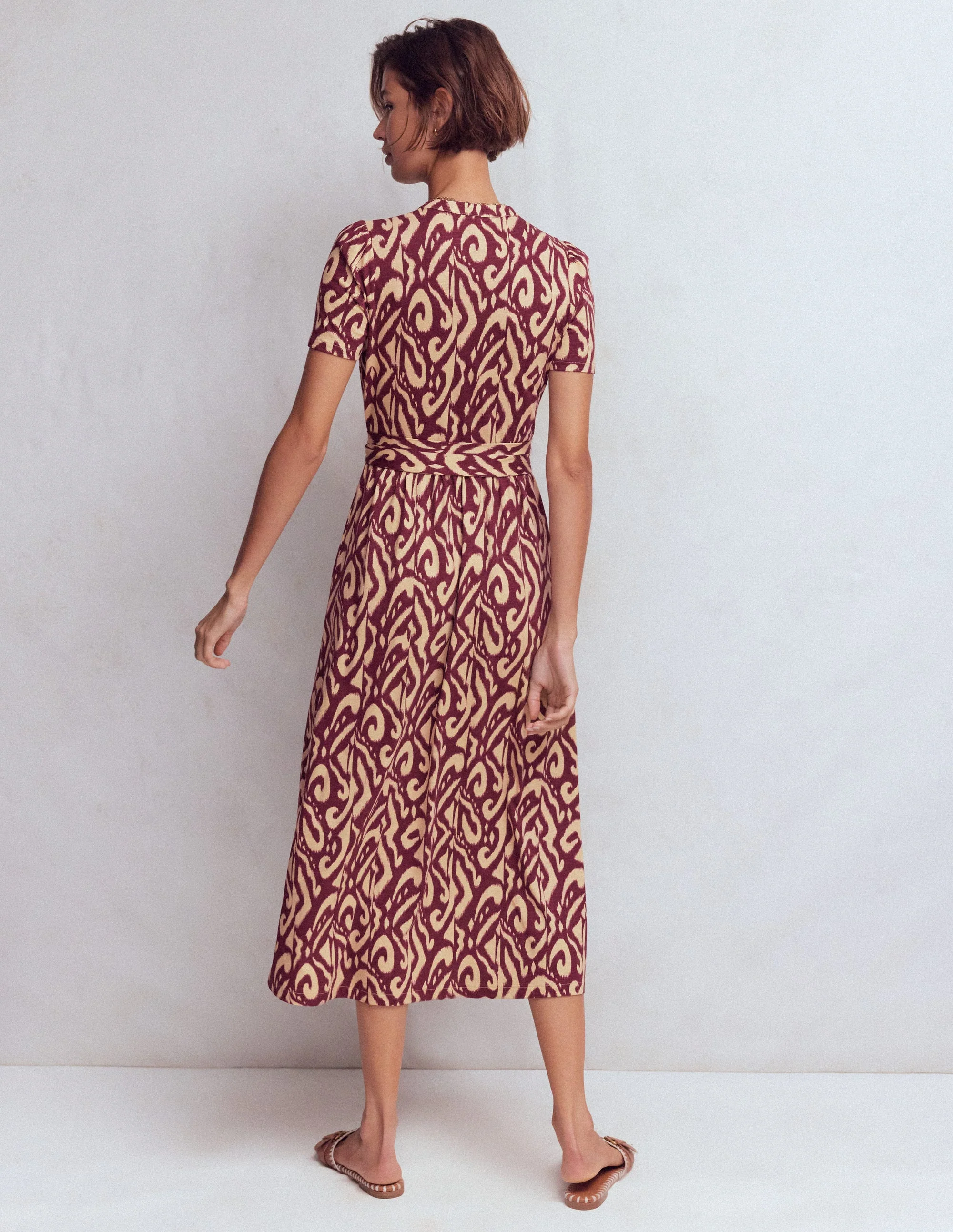 Naomi Jersey Midi Dress-Deep Wisteria, Ikat - Image 3