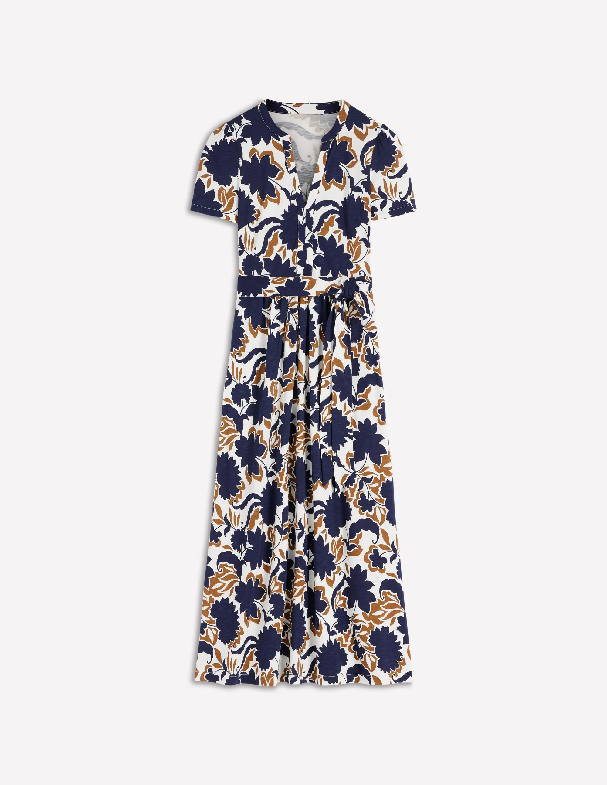 Naomi Jersey Midi Dress-French Navy, Shadow Blossom - Image 6
