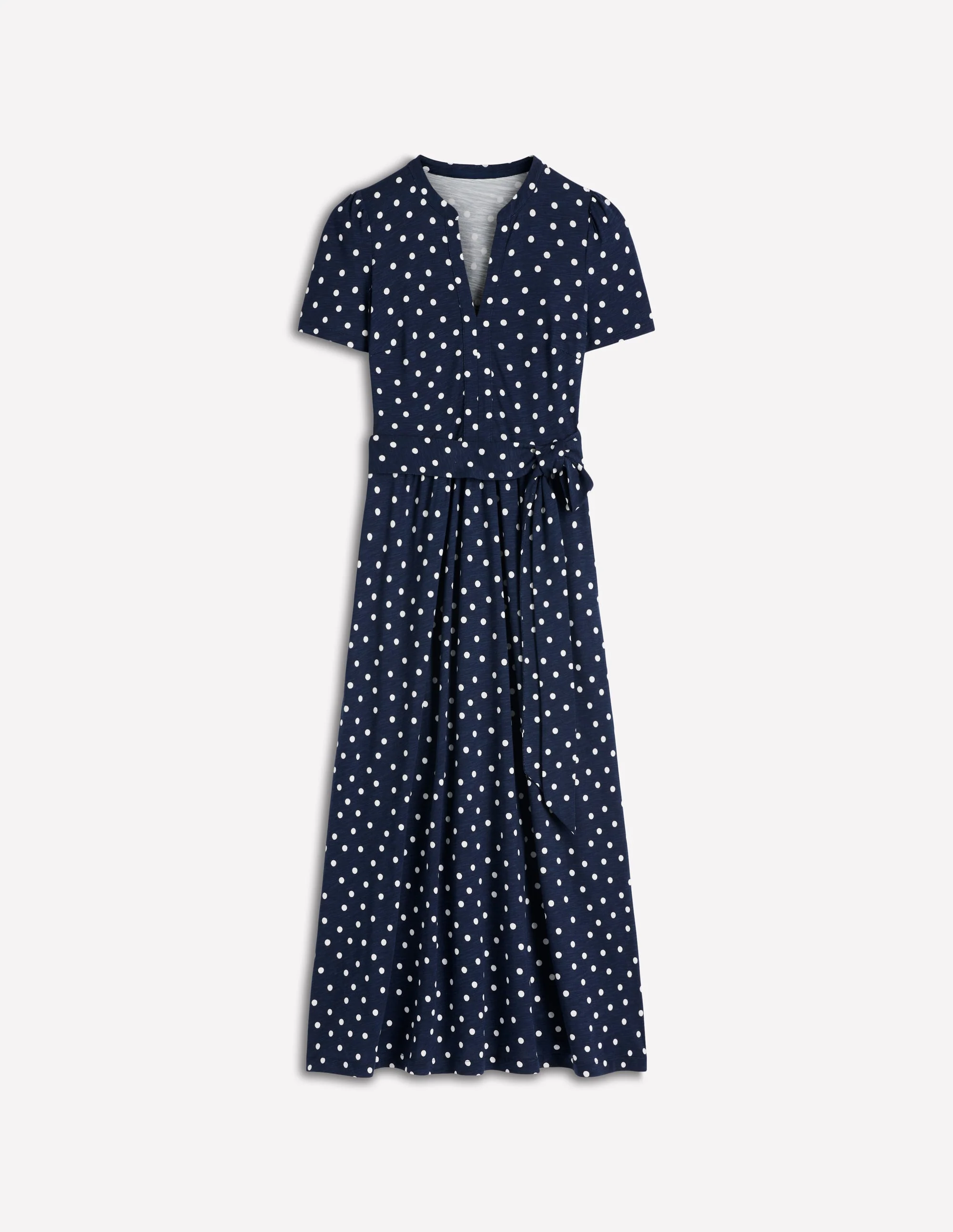 Naomi Jersey Midi Dress-Navy and Ivory, Painted Dot - Image 6