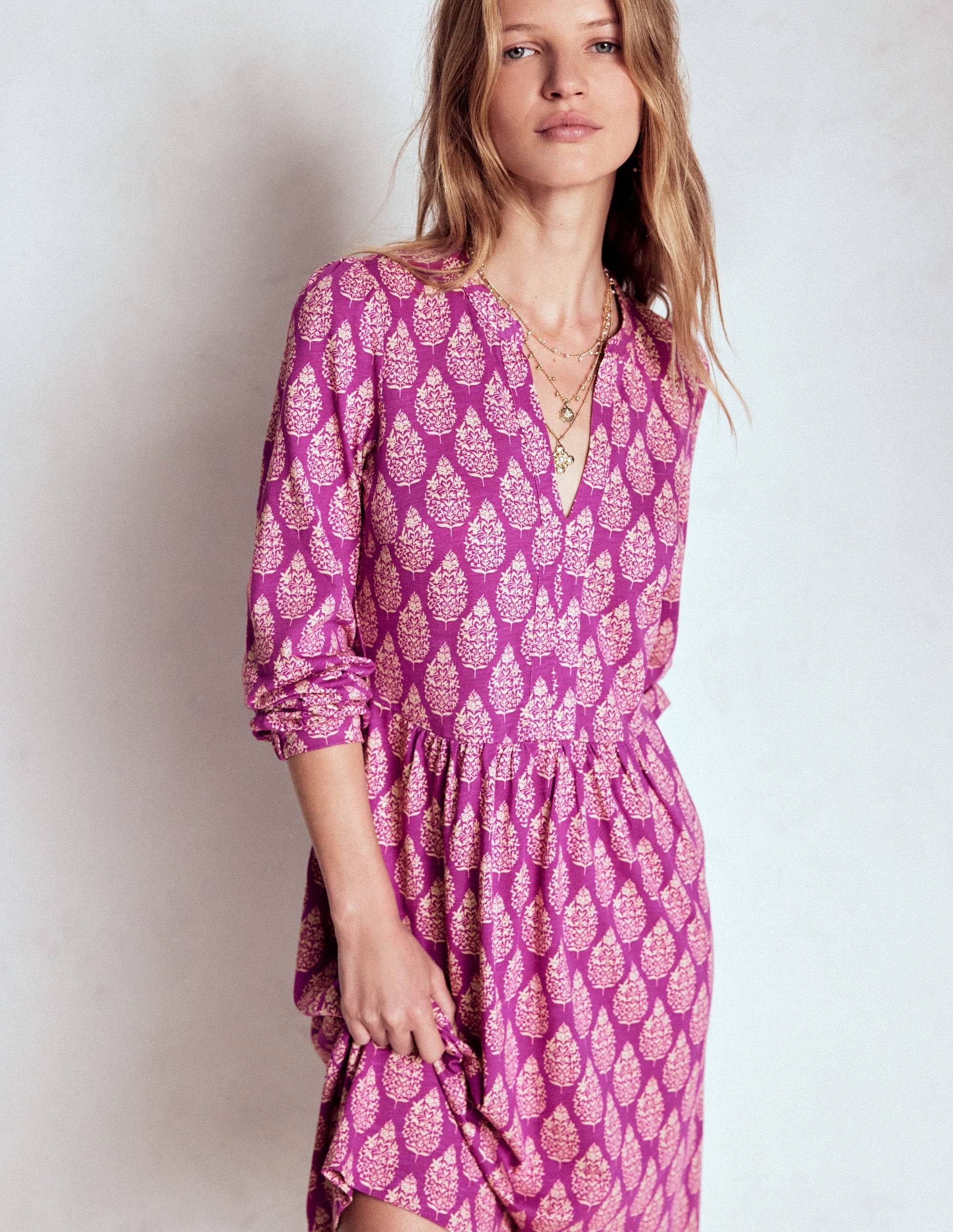 Naomi Relaxed Jersey Dress-Purple, Wildflower Bouquet - Image 5