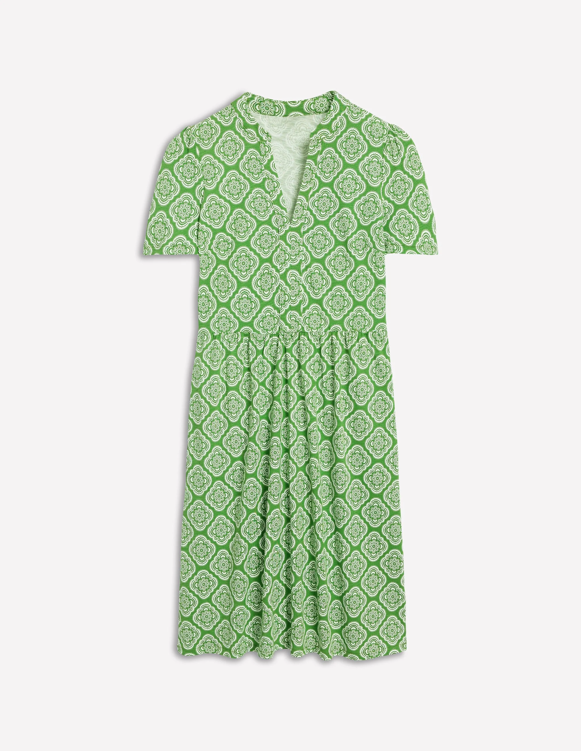 Naomi Short Jersey Dress-Paradise Green, Botanic Blush - Image 5