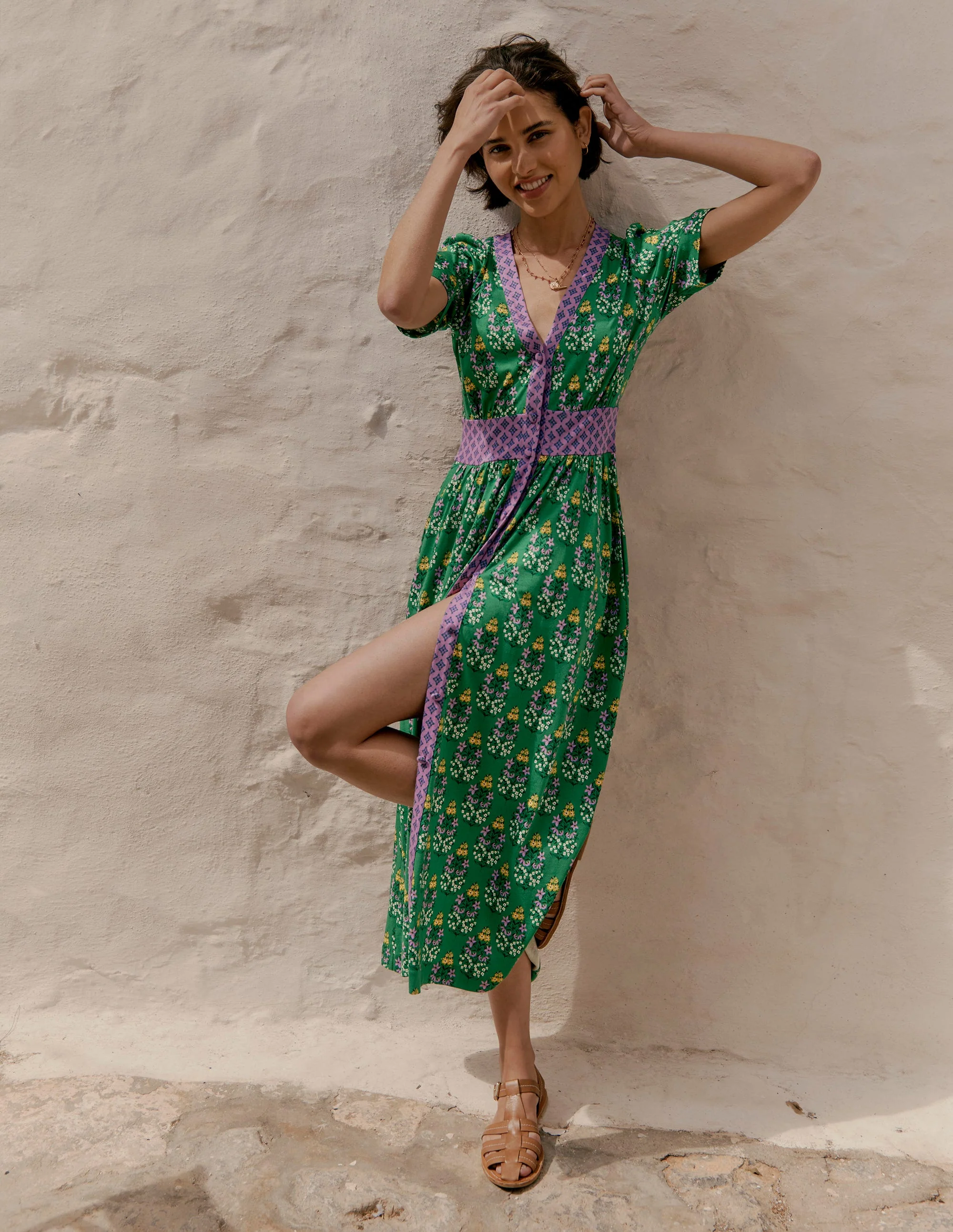 Natalia Jersey Tea Dress-Rich Emerald, Wildflower - Image 7