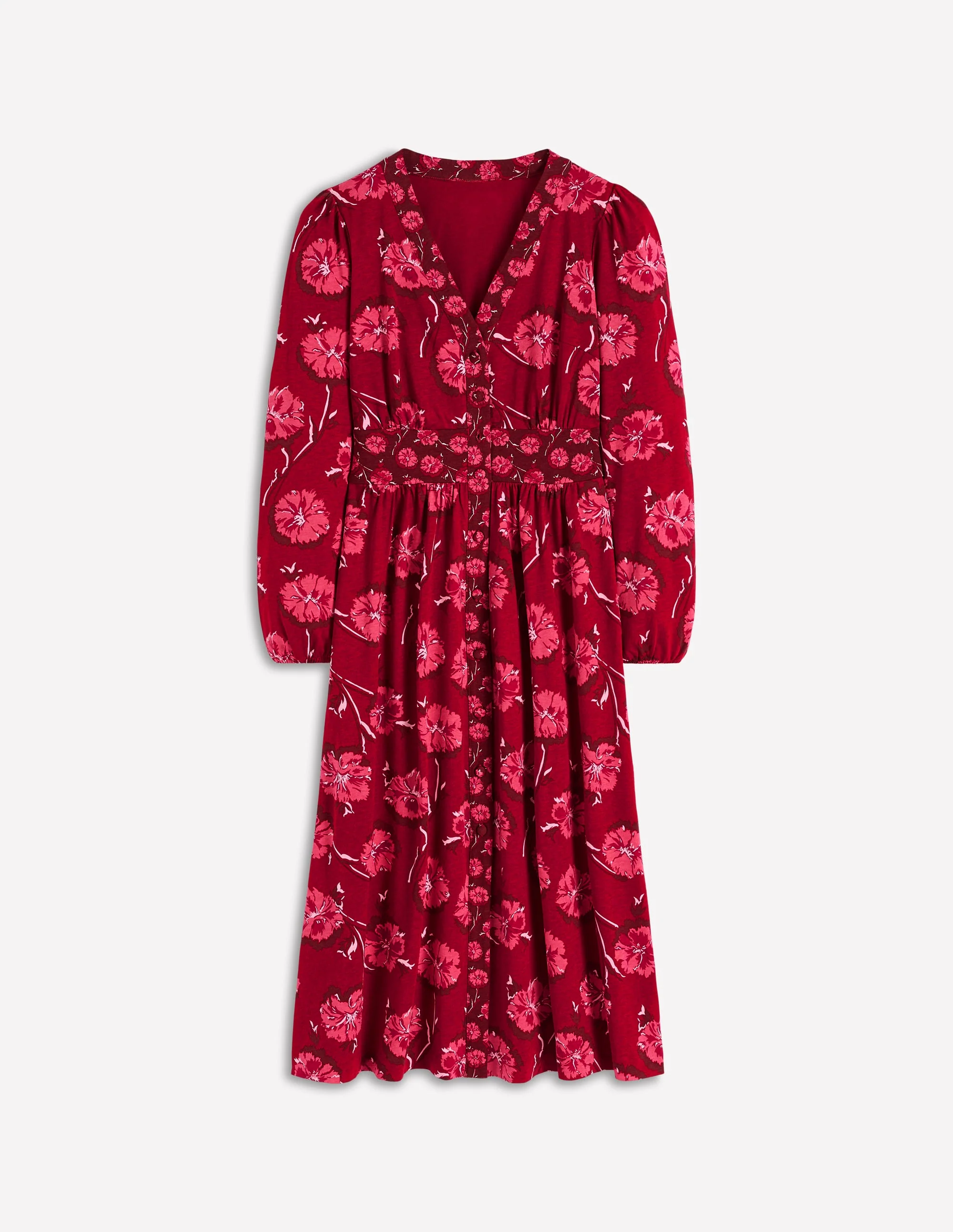 Natalia Long Sleeve Tea Dress-Red, Delicate Carnation - Image 7