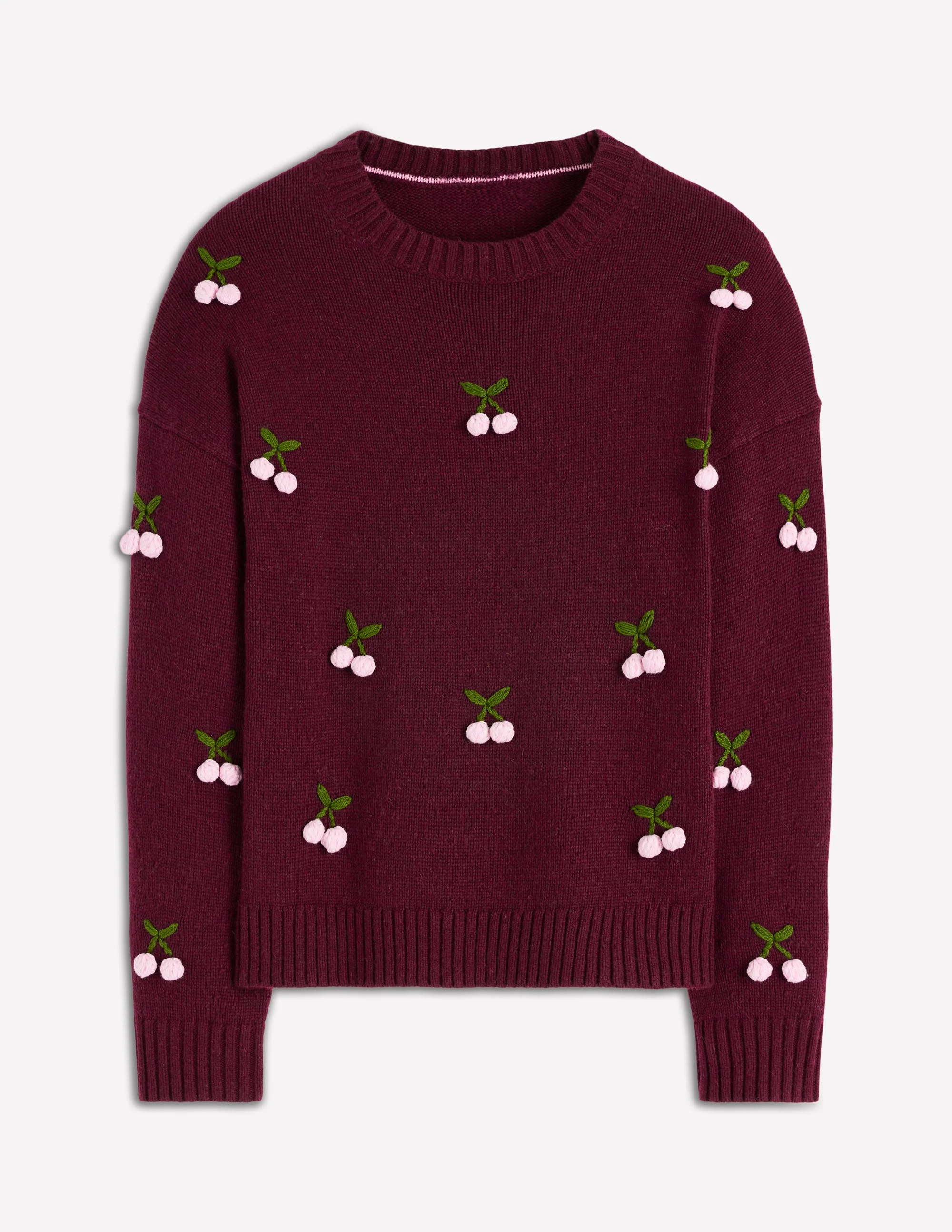 Natalie Embroidered Sweater-Chestnut Melange, Cherry - Image 5