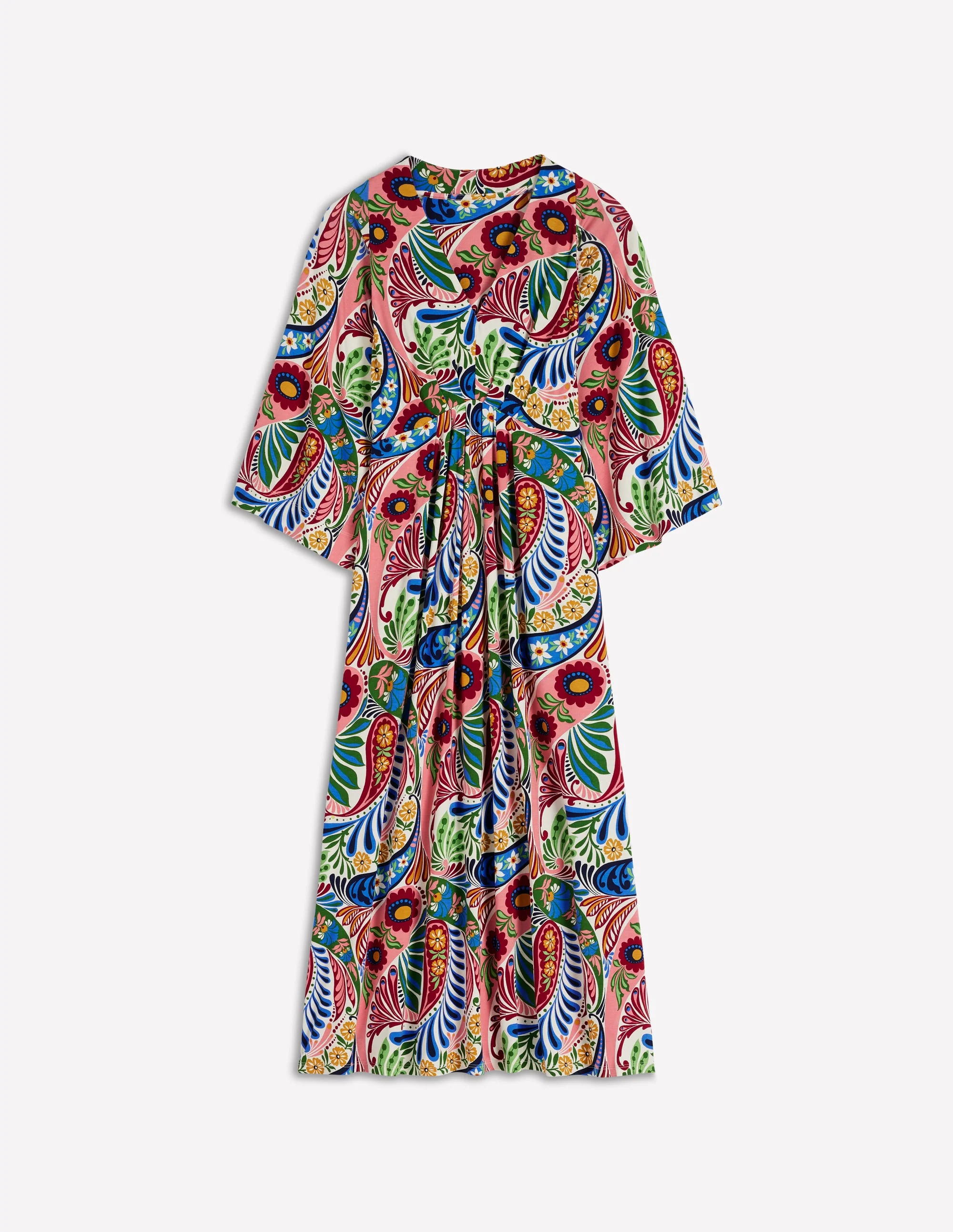 Nell Kimono Midi Jersey Dress-Multi, Enchanted Paisley - Image 7