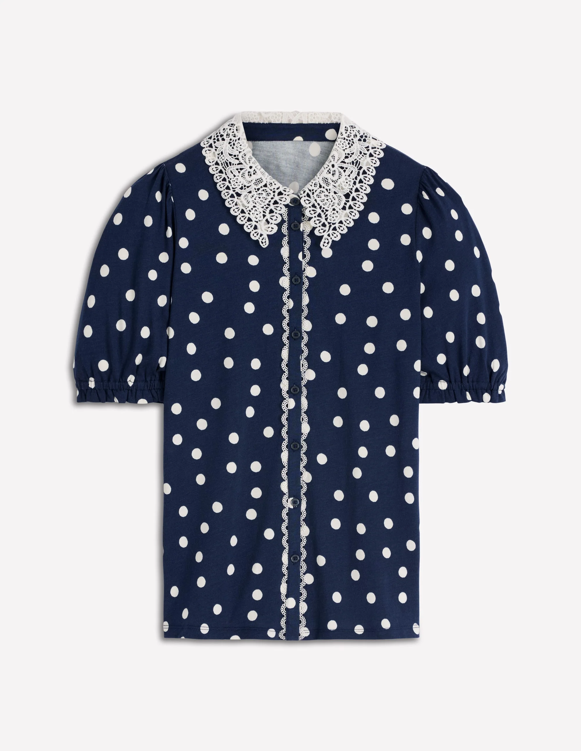 Nessa Broderie Collar Blouse-Painted Dot Spaced - Image 5