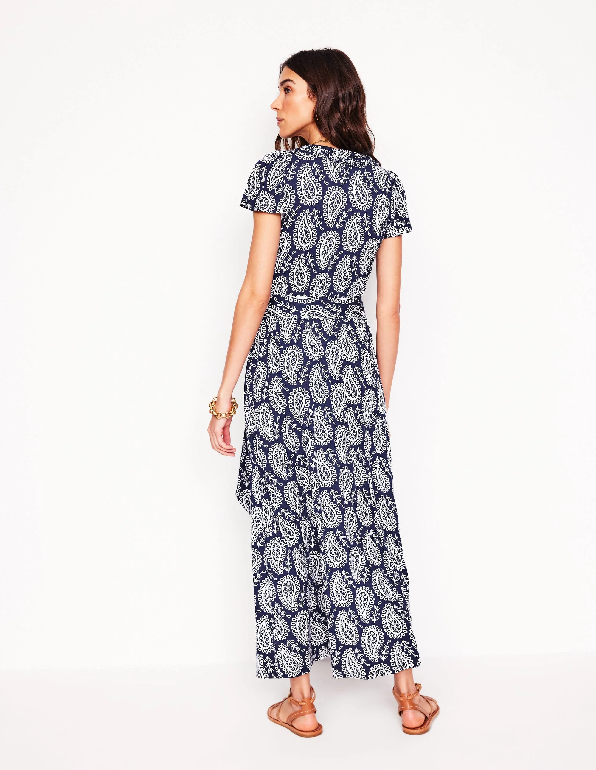 Nicola Jersey Tea Dress-French Navy, Paisley Heart - Image 3