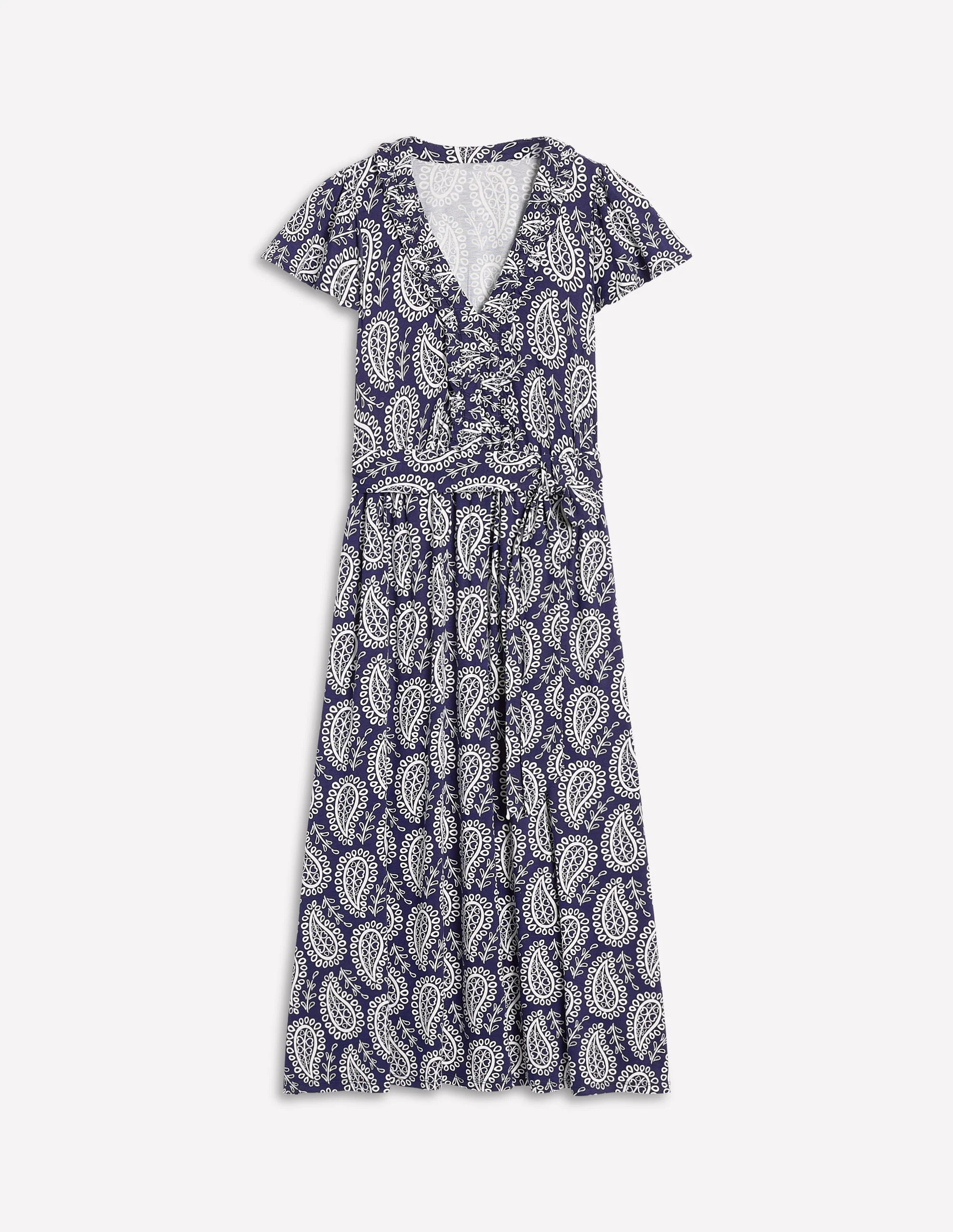 Nicola Jersey Tea Dress-French Navy, Paisley Heart - Image 6