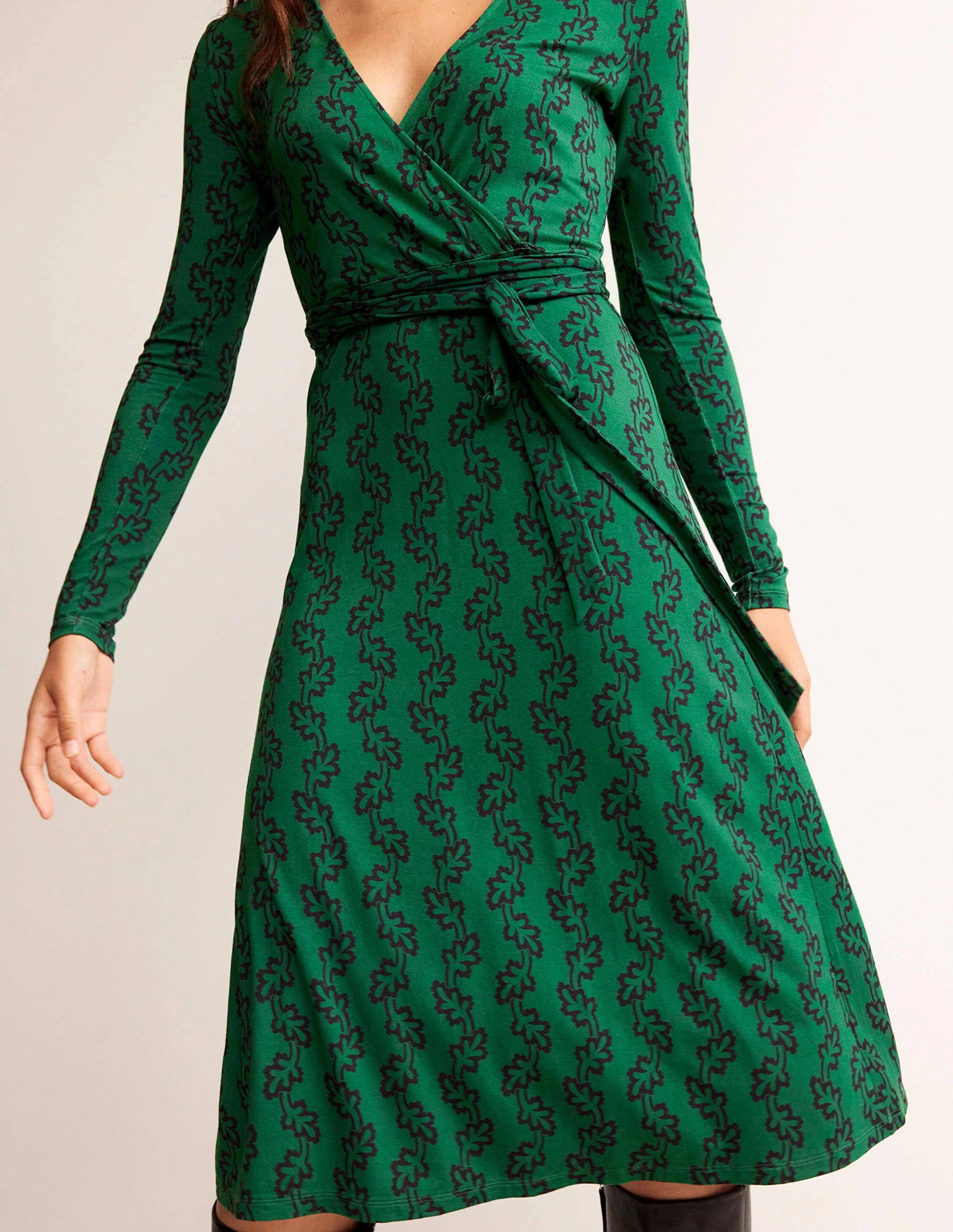 Nina Jersey Midi Dress-Amazon Green, Abstract Terrace - Image 2