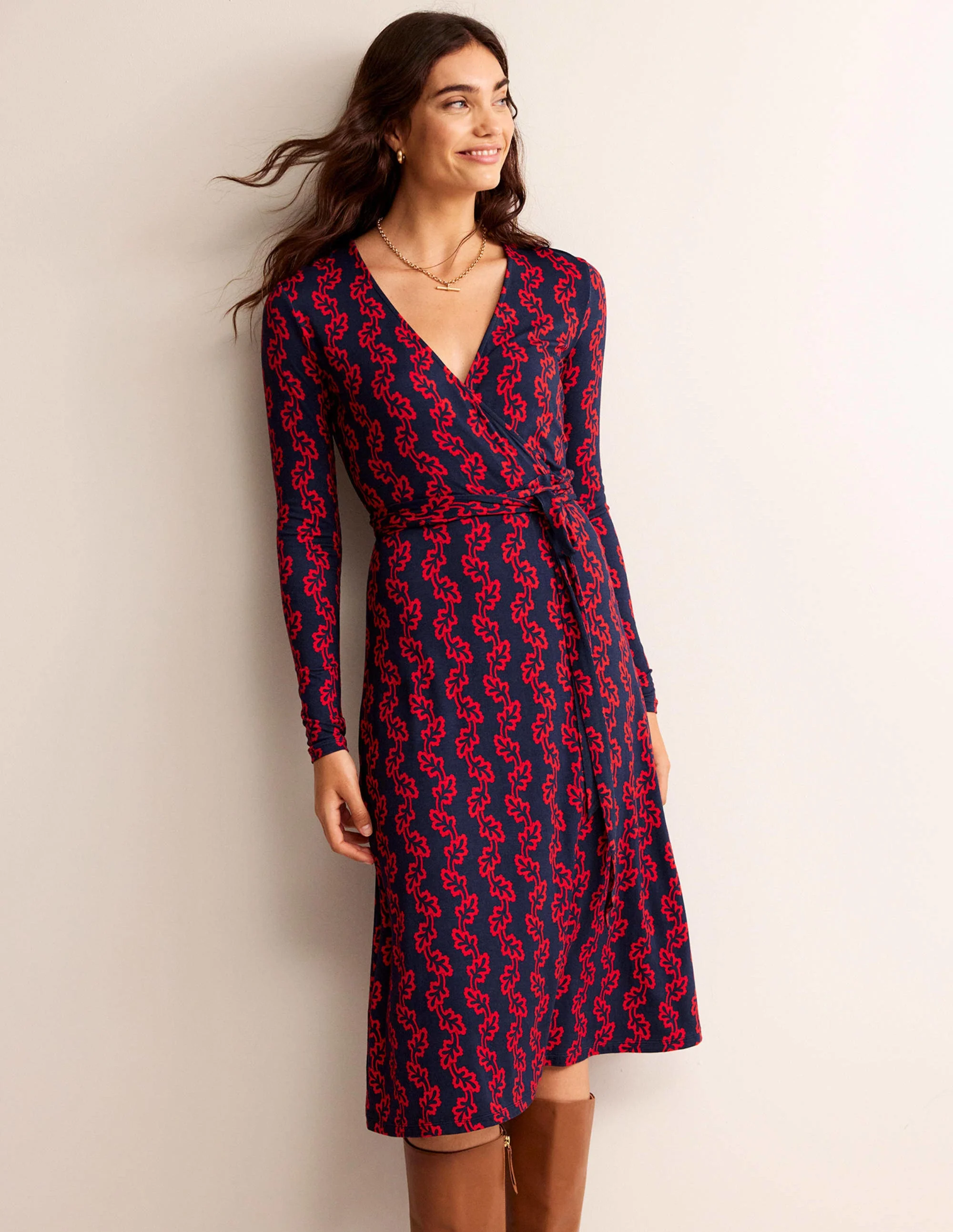 Nina Jersey Midi Dress-French Navy, Abstract Terrace