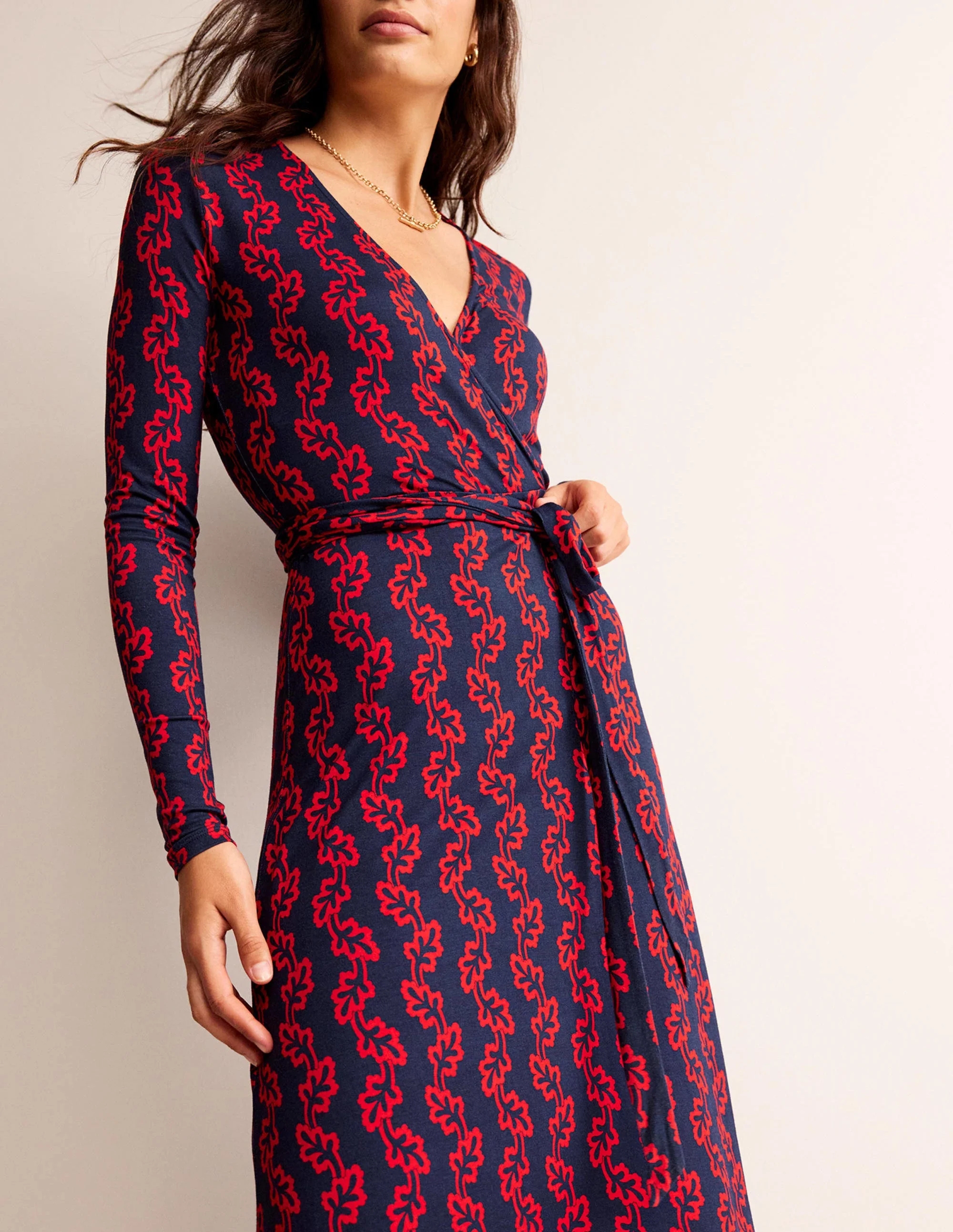 Nina Jersey Midi Dress-French Navy, Abstract Terrace - Image 2