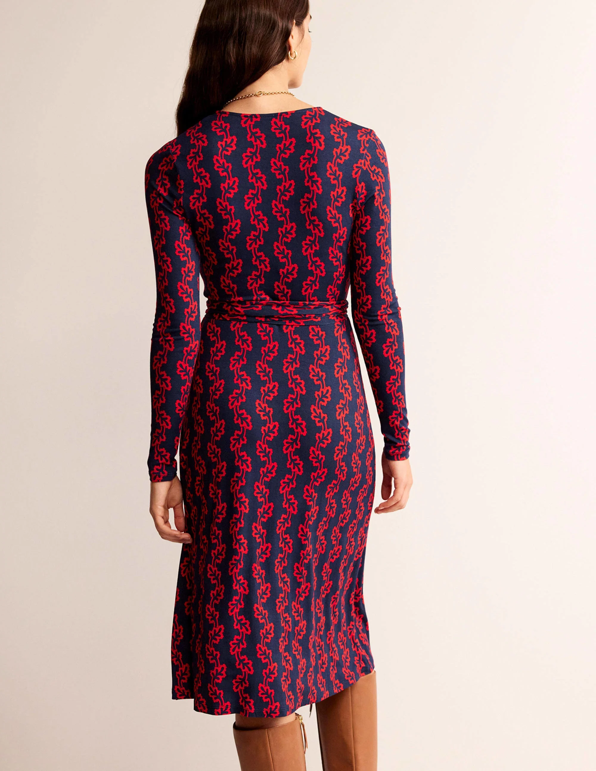 Nina Jersey Midi Dress-French Navy, Abstract Terrace - Image 3