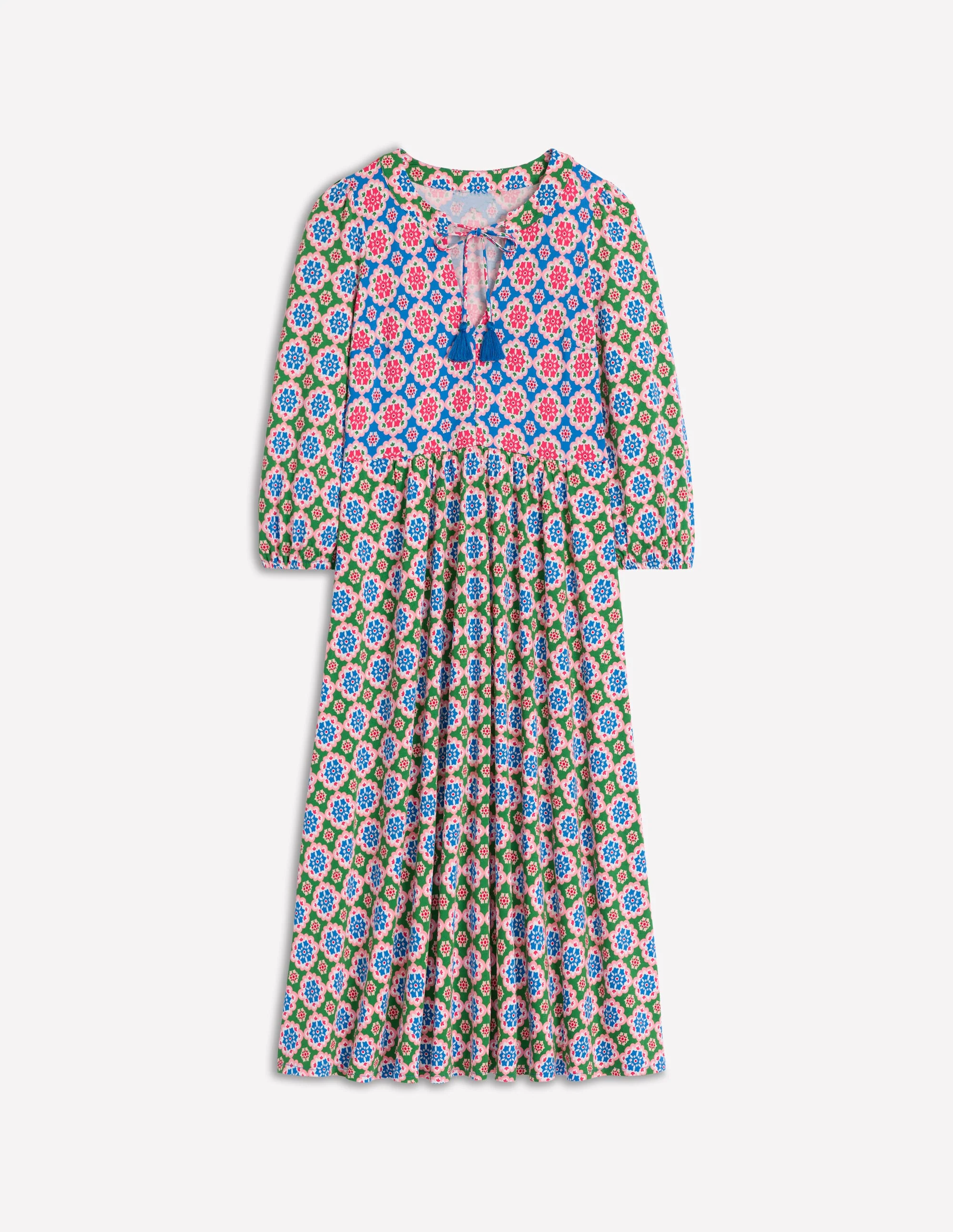 Notch Neck Midi Dress-Multi, Bloom Geo - Image 6