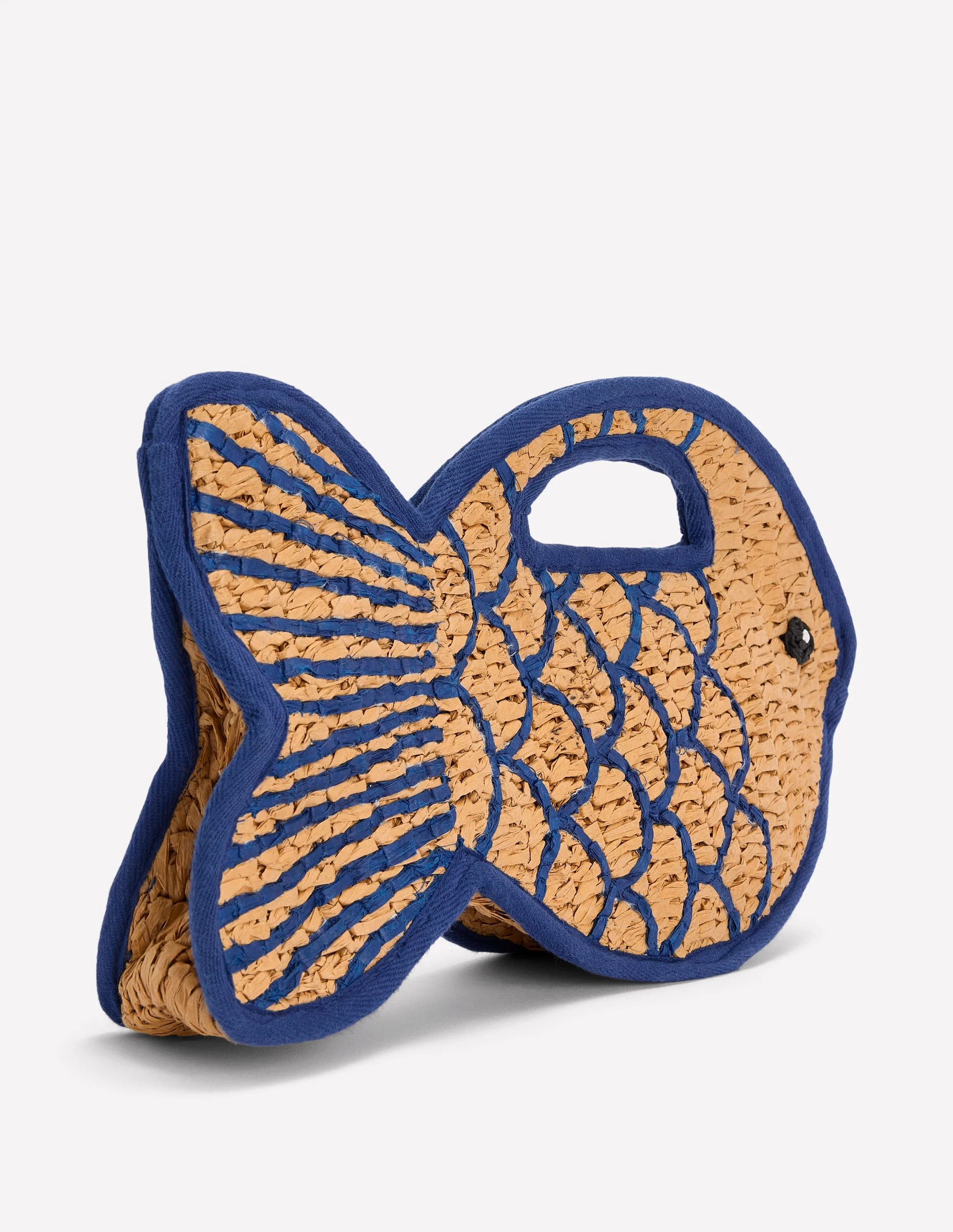 Novelty Fish Clutch-Natural/Bright Blue - Image 3