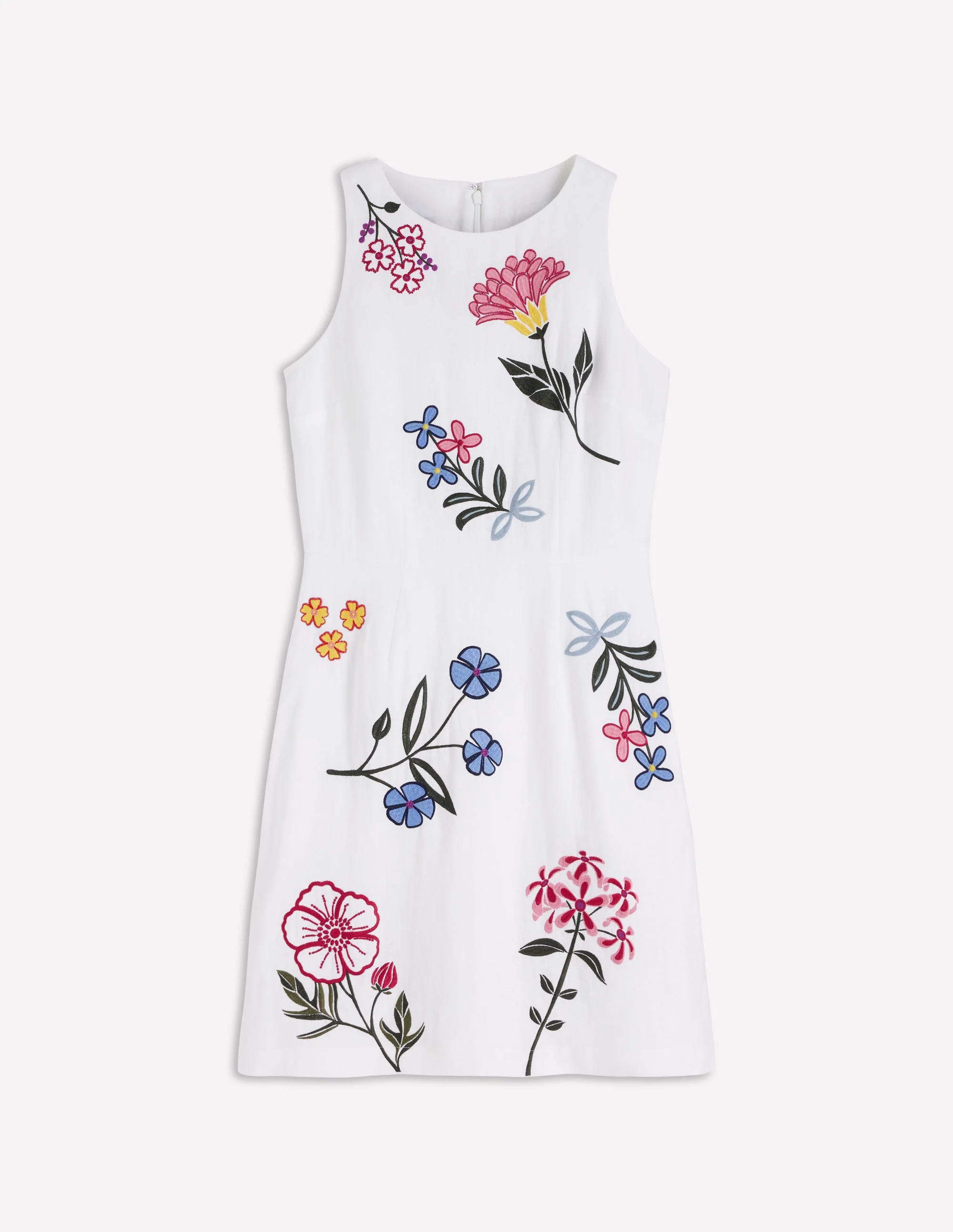 Occasion Short Linen Dress-White Embroidery - Image 8