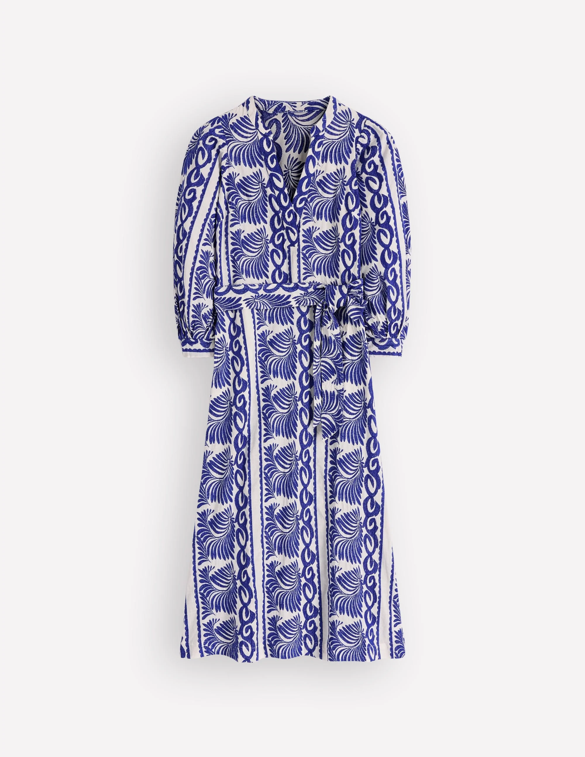 Octavia Cotton Dress-Blue Ivory Embroidery - Image 6