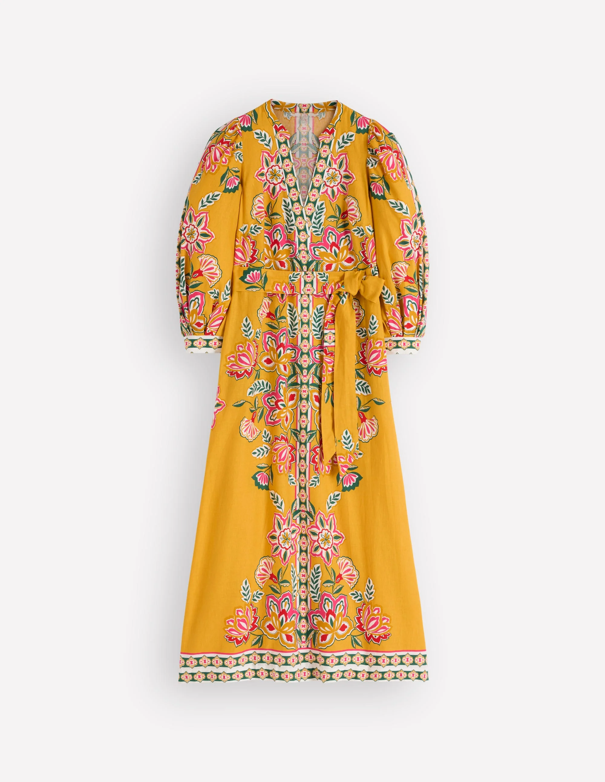 Octavia Linen Blend Dress-Yellow Blossom Elegance - Image 6