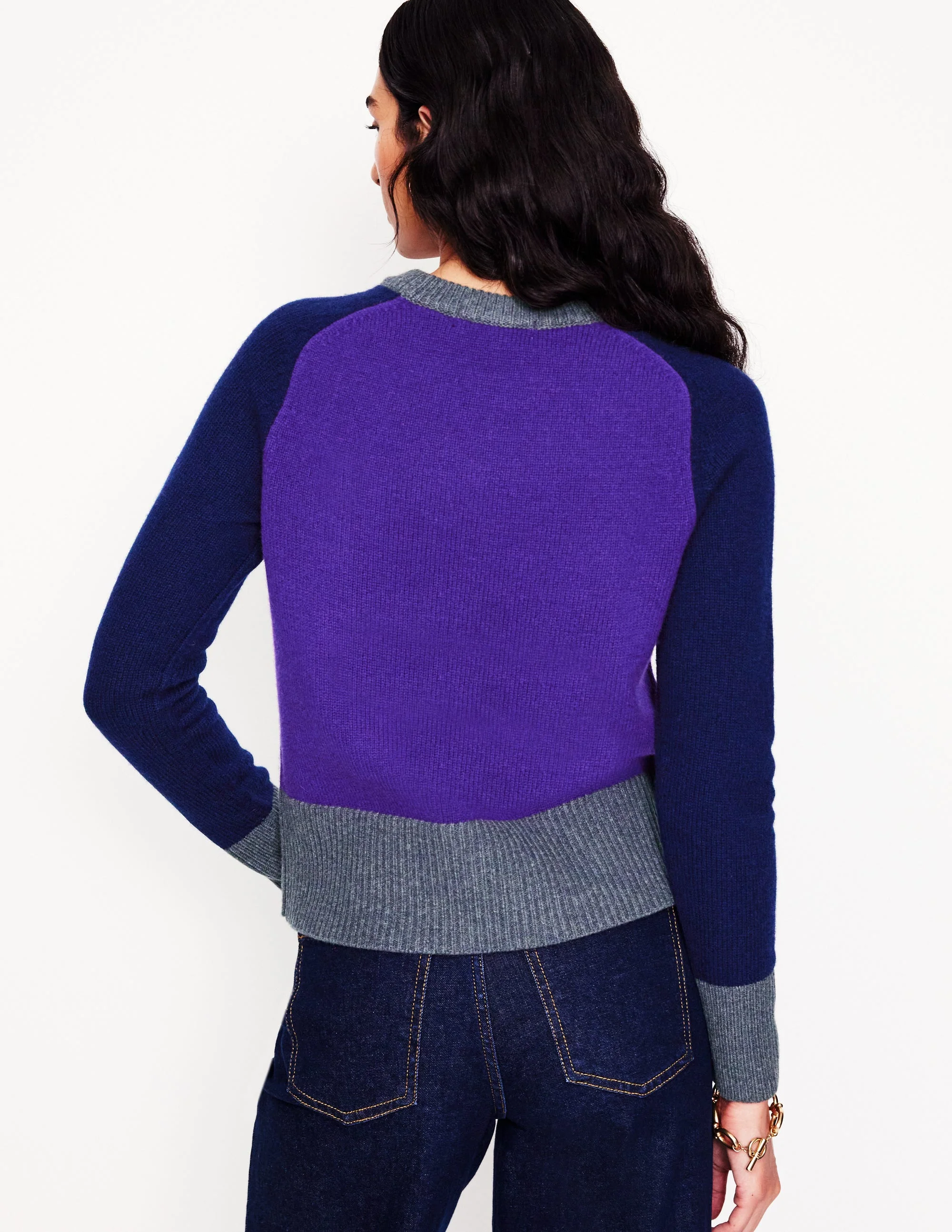 Olivia Merino Jumper-Ameythyst Purple, Colourblock - Image 3