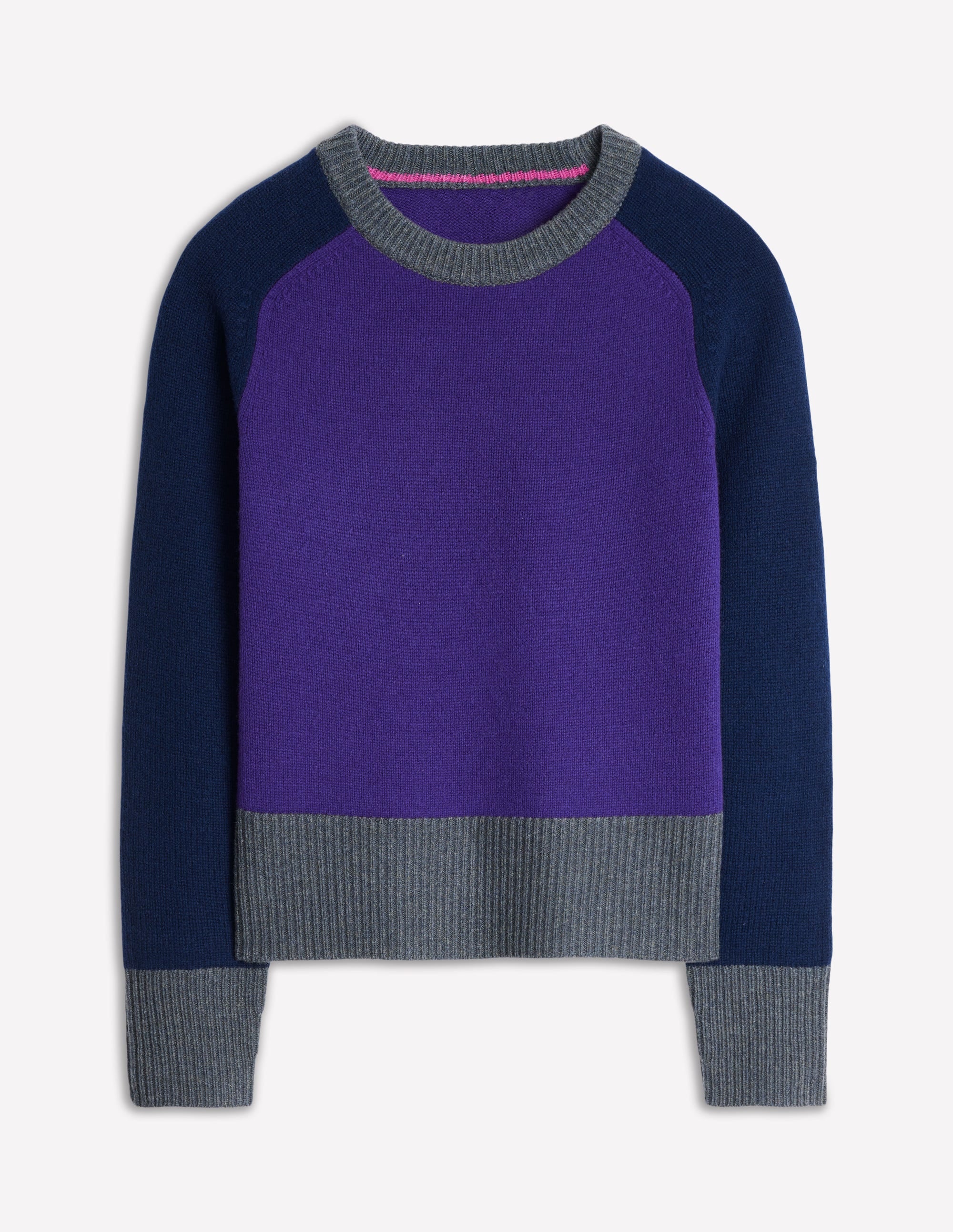 Olivia Merino Jumper-Ameythyst Purple, Colourblock - Image 5