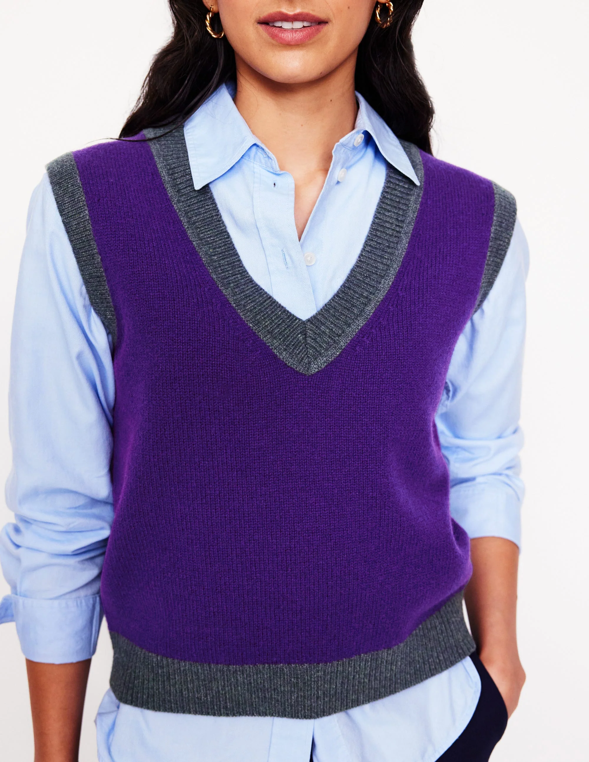 Olivia Merino Tank-Ameythyst Purple, Colourblock - Image 2