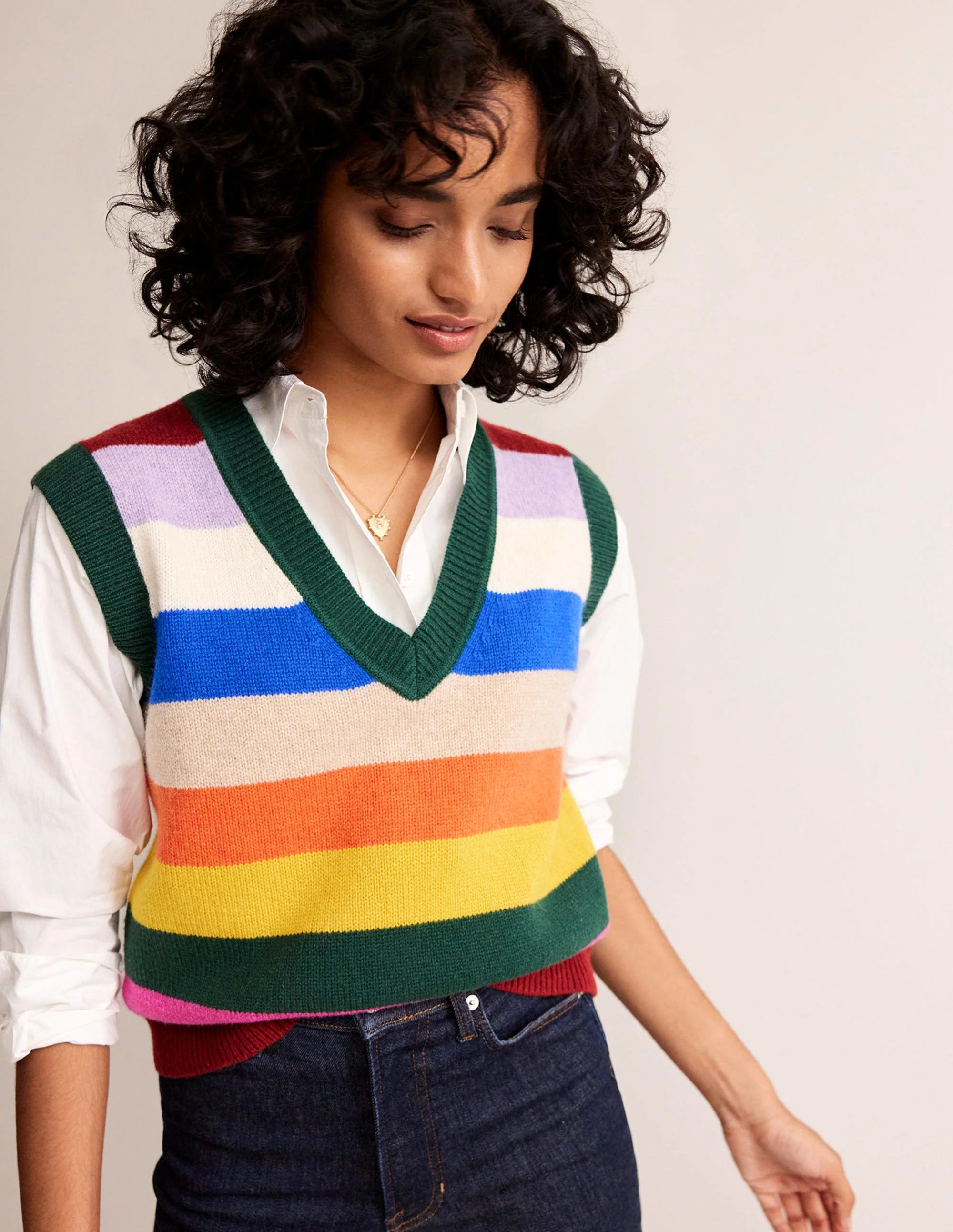 Olivia Merino Vest-Rainbow Multistripe - Image 2