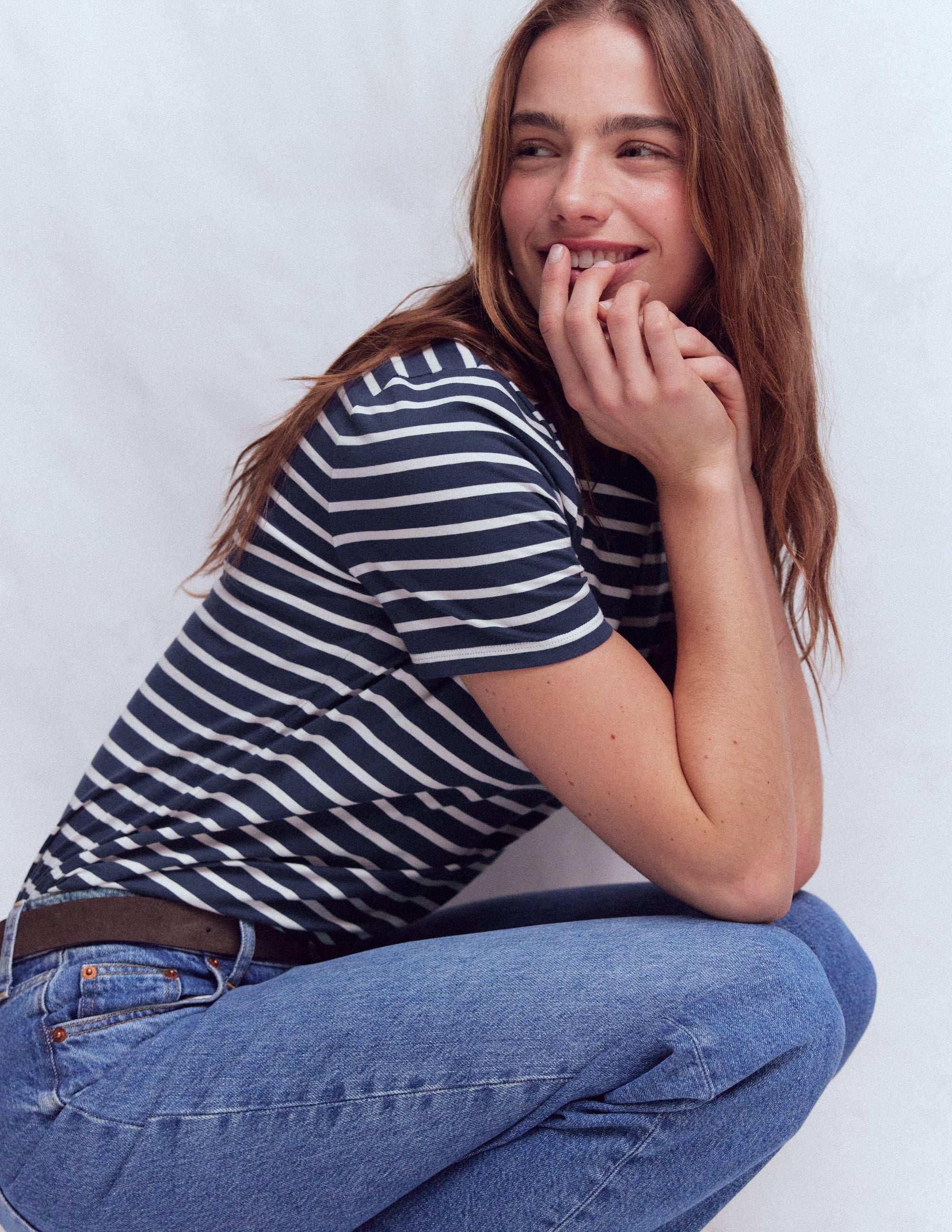 Olivia Short Sleeve Breton-Navy, Ivory - Image 4