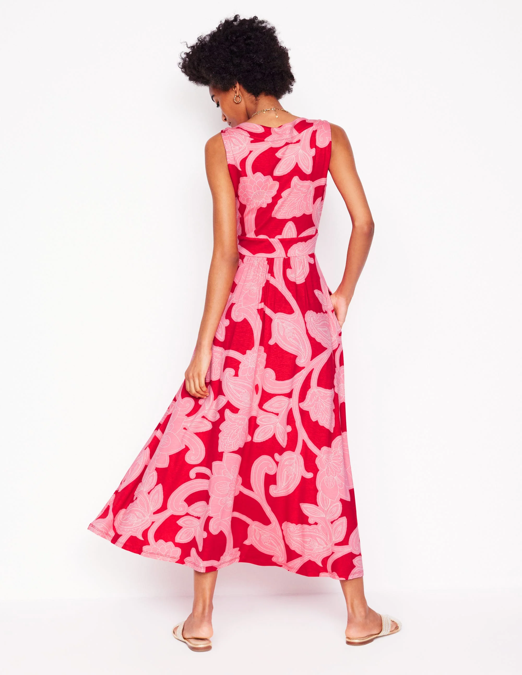 Olympia Jersey Maxi Dress-Poppy Red, Paisley Whirl - Image 3