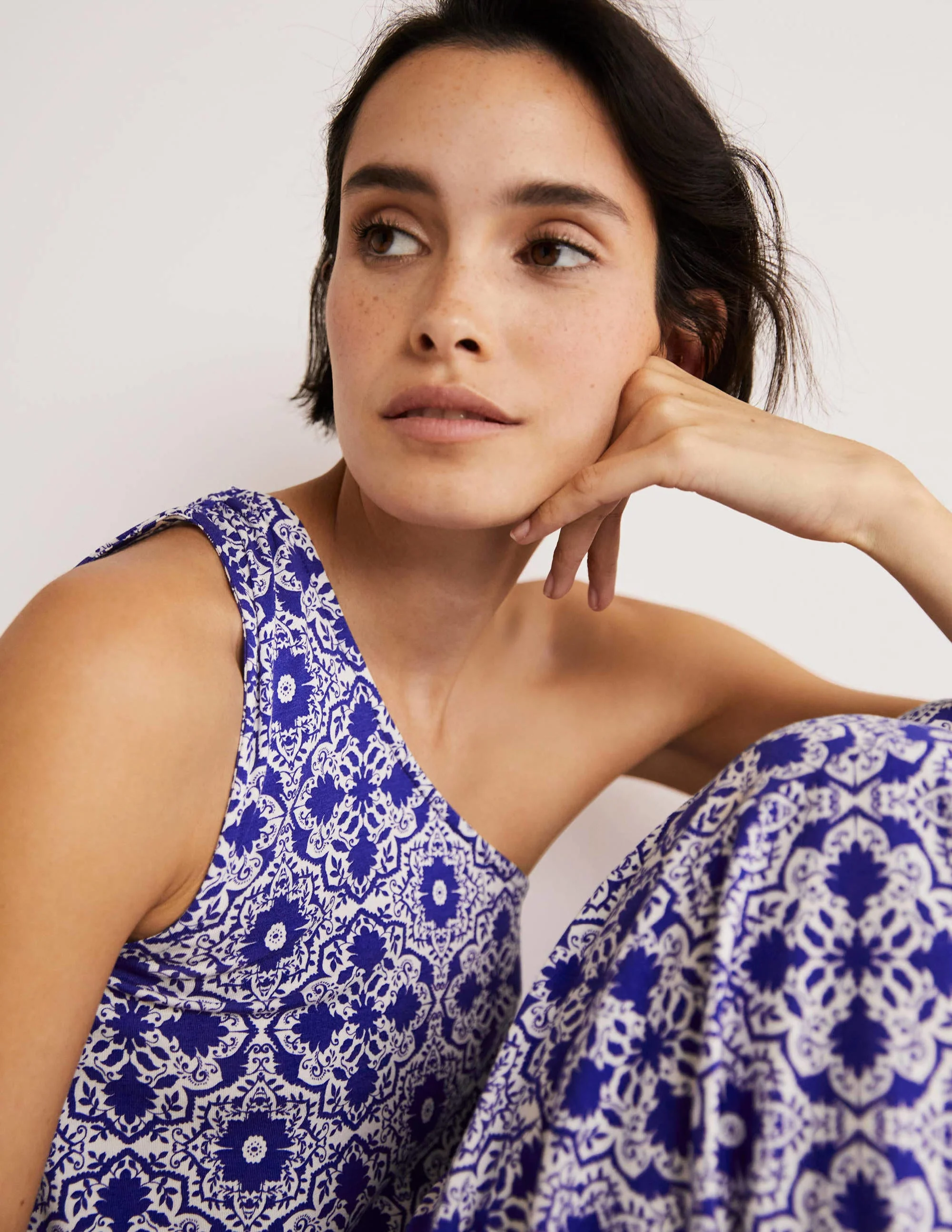 One Shoulder Jersey Midi Dress-Atlantic Ocean, Bloomsbury - Image 2
