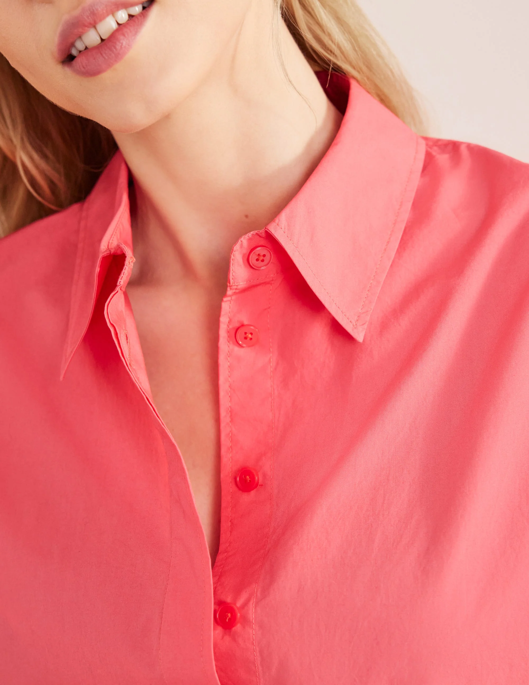 Oversized Cotton Shirt-Coral - Image 2