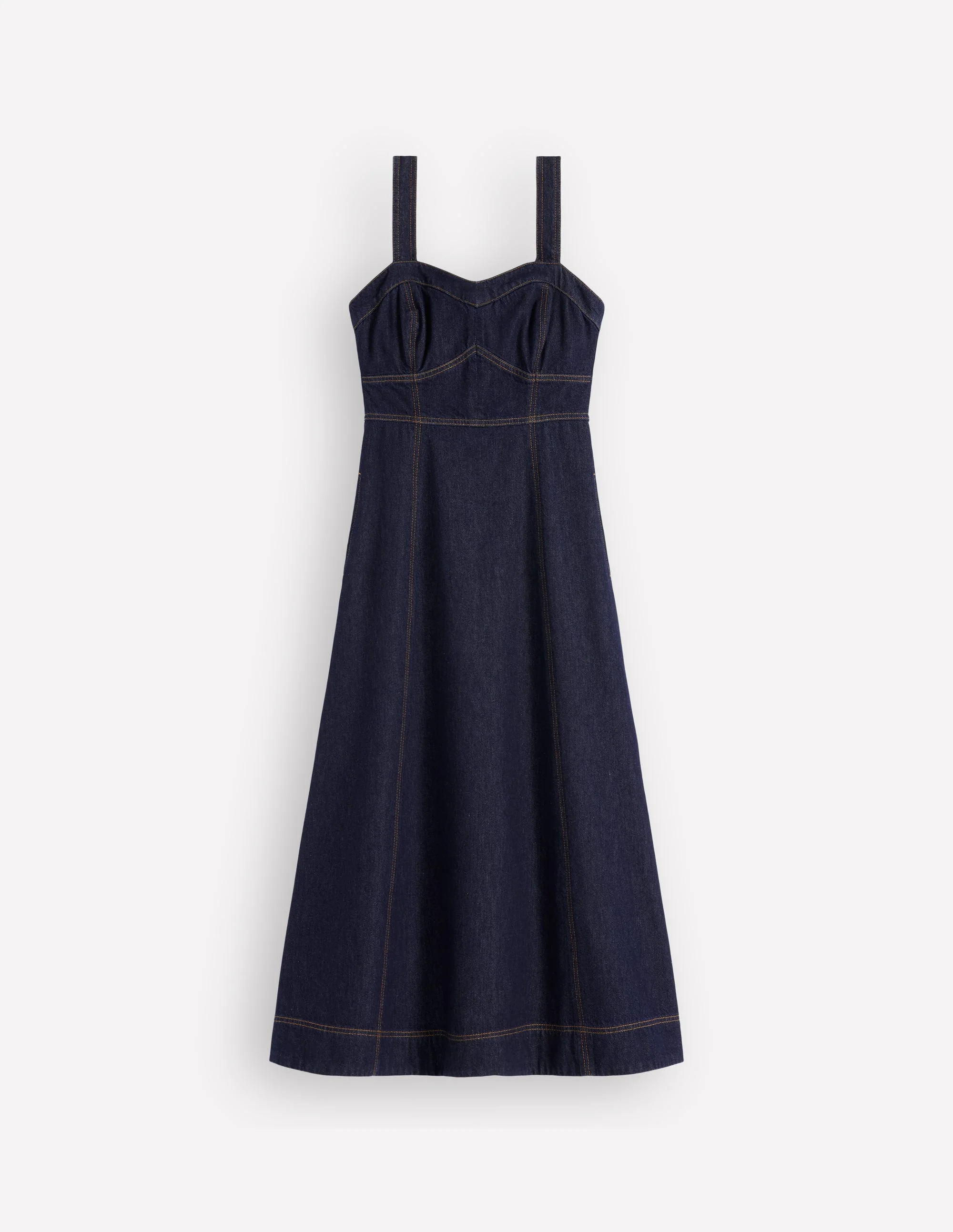 Panelled Bodice Denim Dress-Indigo - Image 7