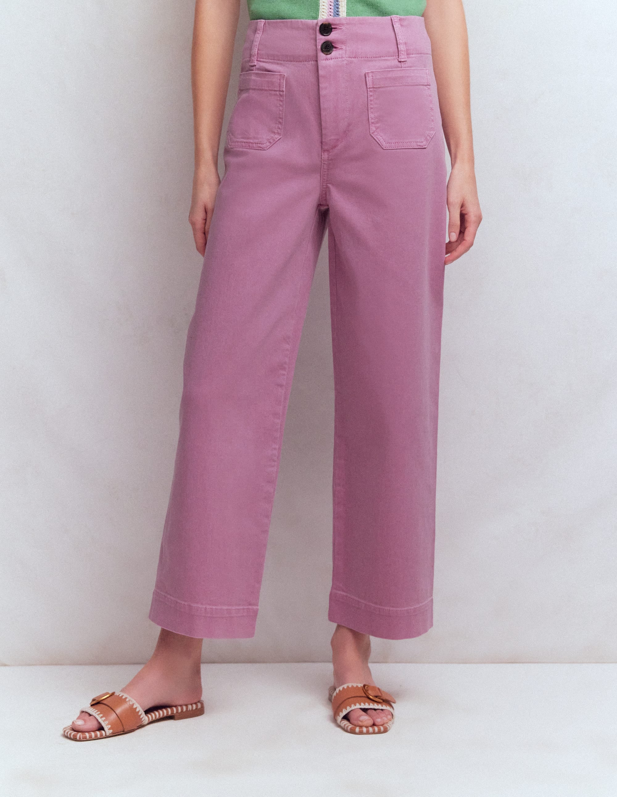 Patch Pocket Cropped Pants-Clover Purple - Image 4