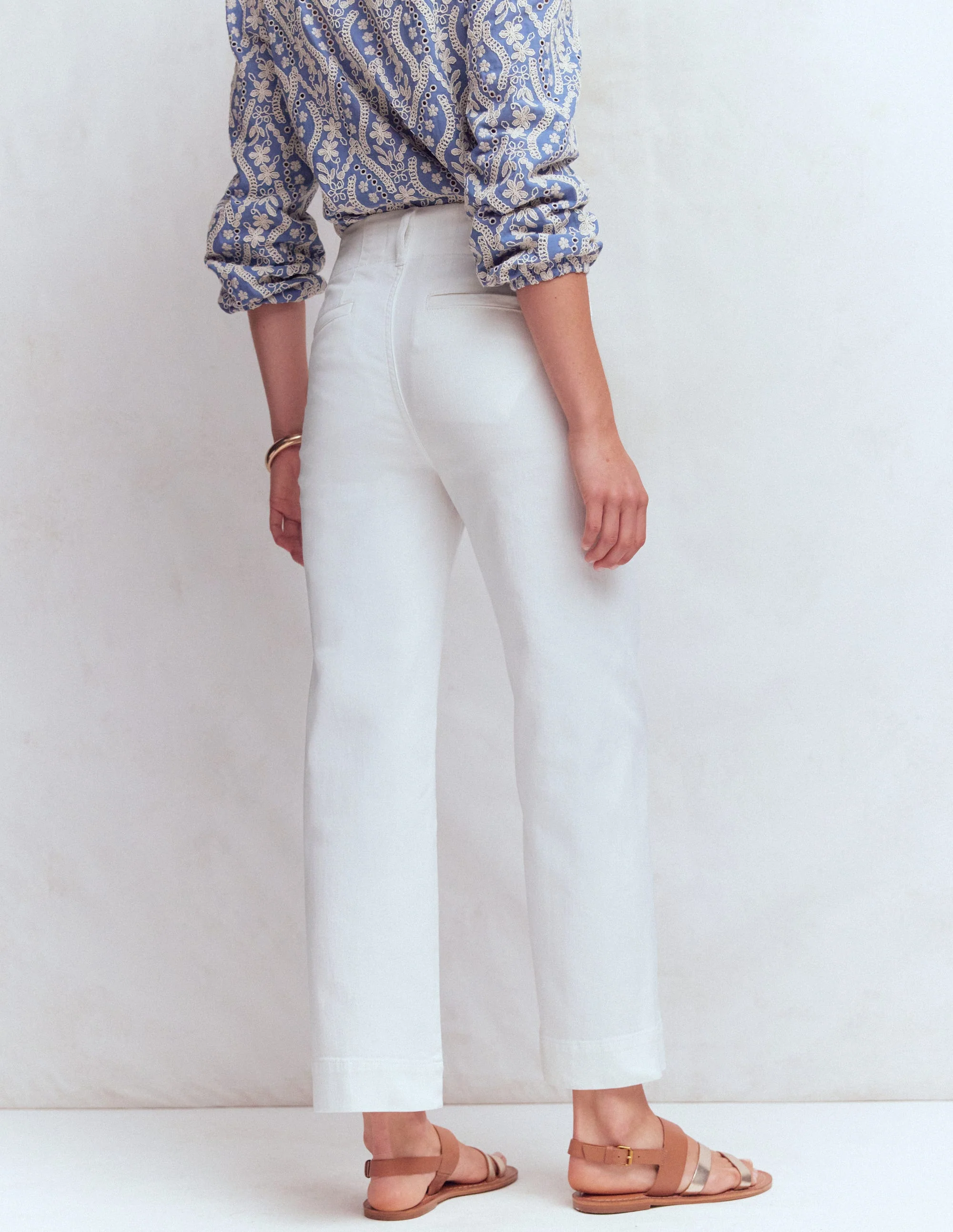 Patch Pocket Cropped Pants-White - Image 3