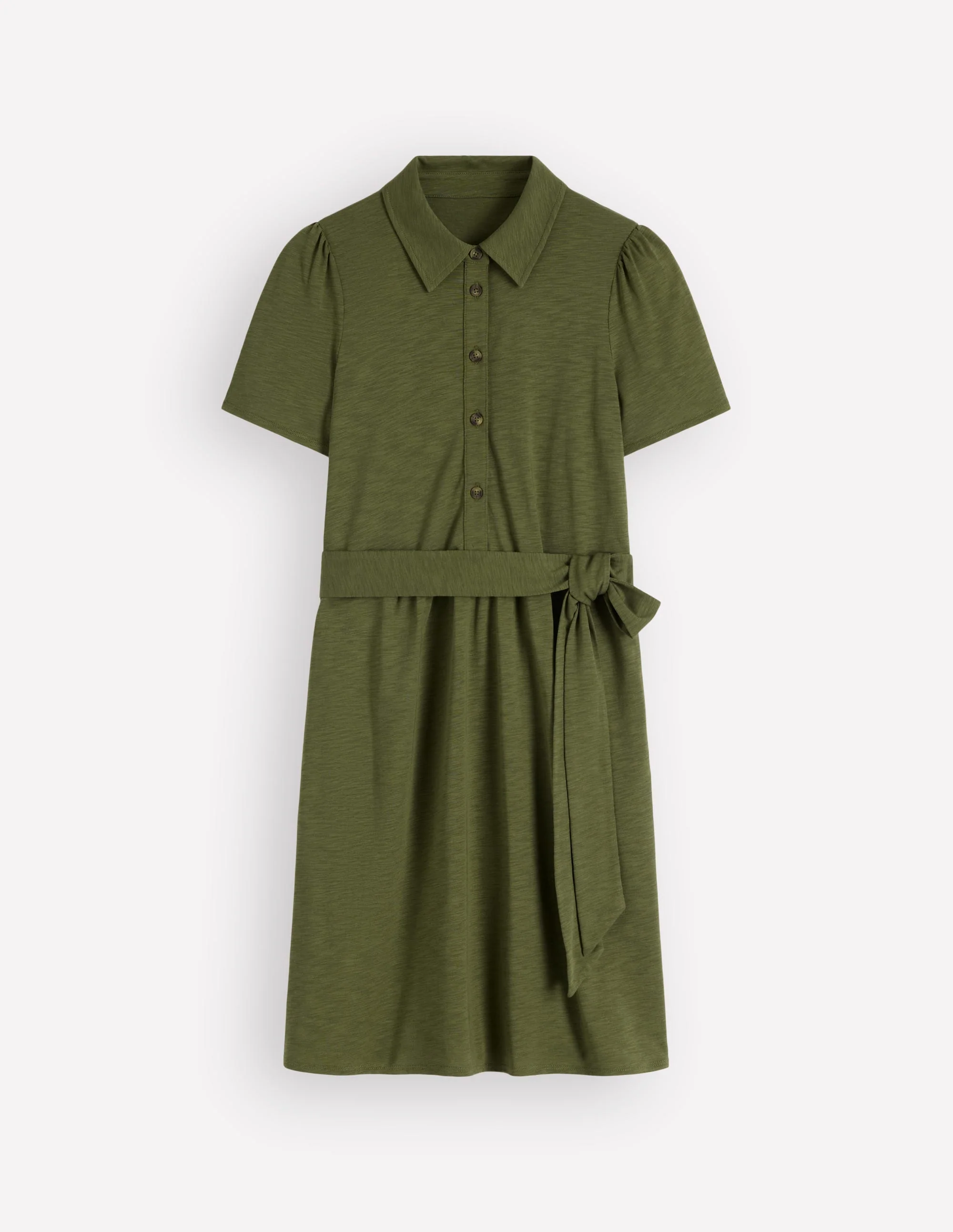 Patti Short Jersey Shirt Dress-Woodland Green - Image 5