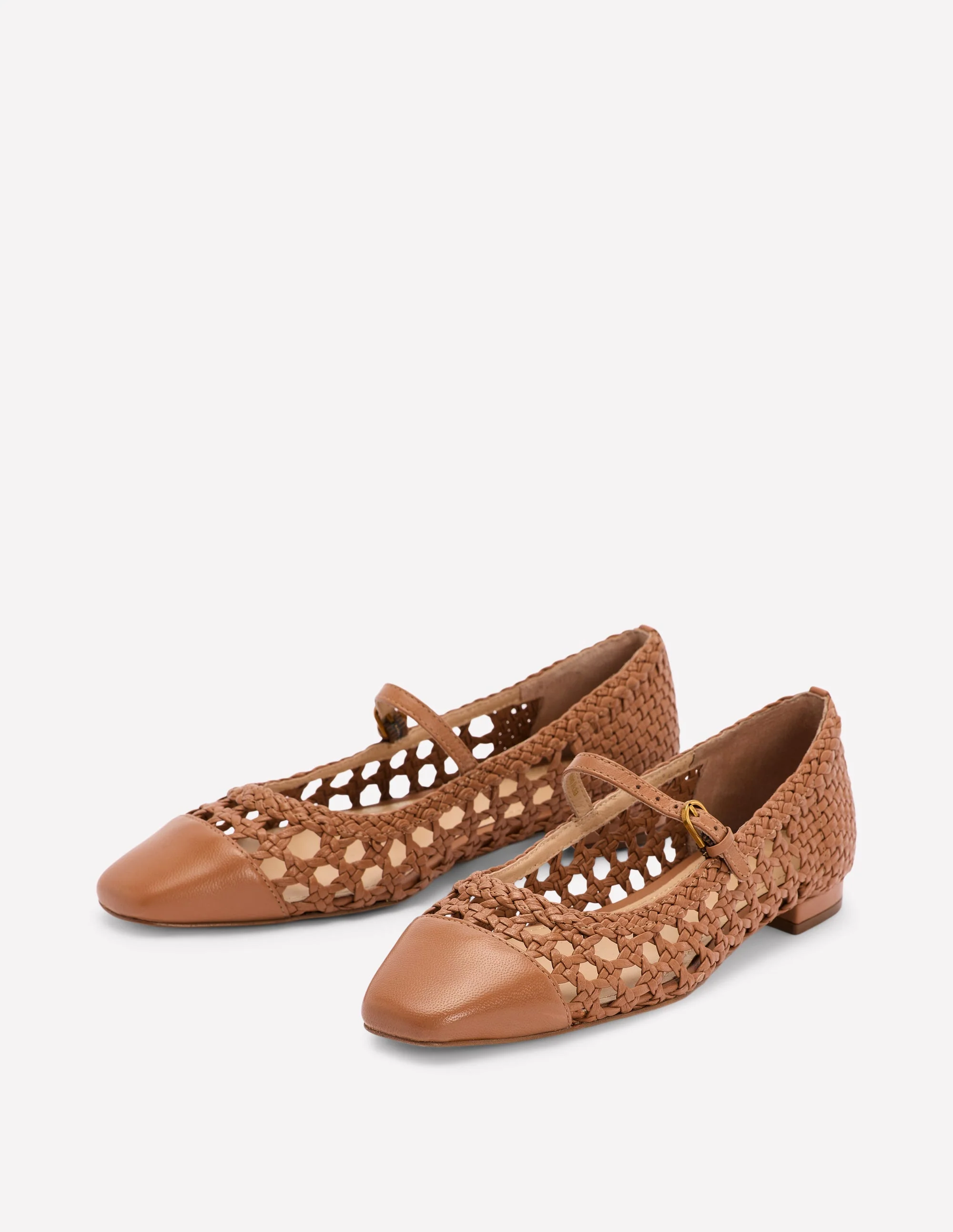 Penelope Mary Jane Flat-Tan Weave - Image 3