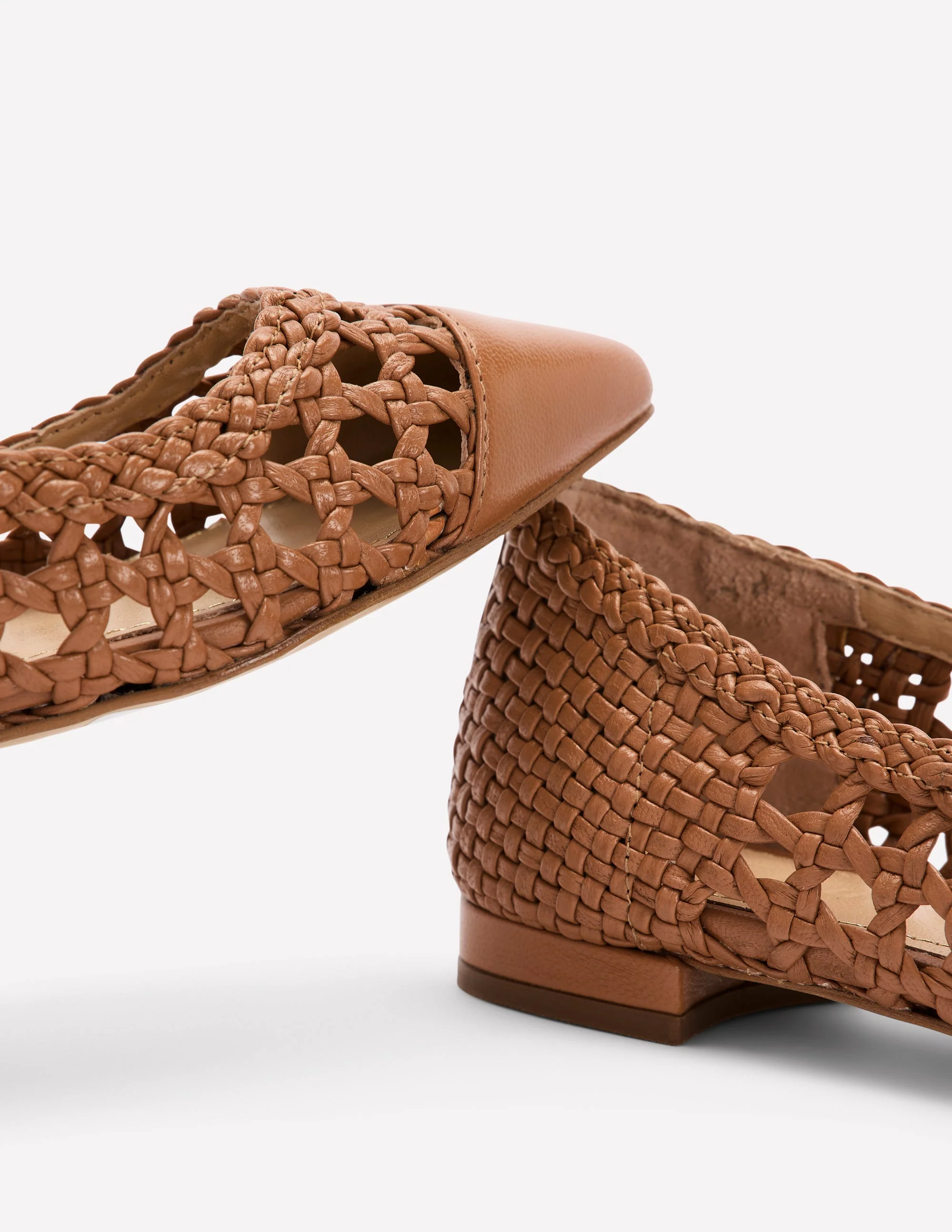 Penelope Mary Jane Flat-Tan Weave - Image 4