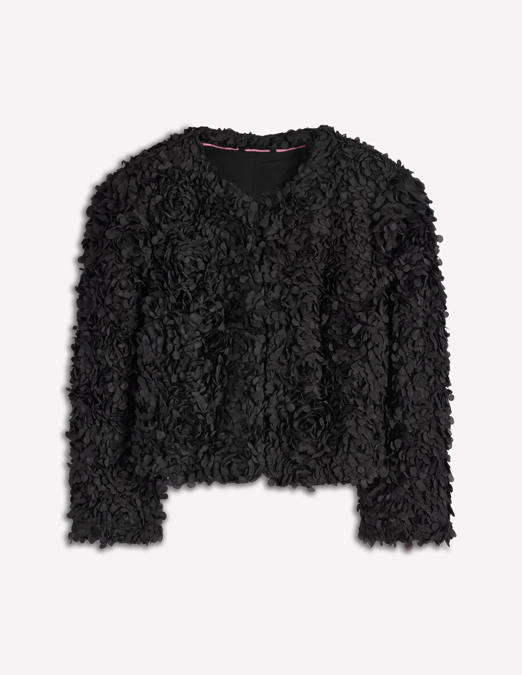 Petal Textured Cropped Jacket-Black, Petal Tulle - Image 8