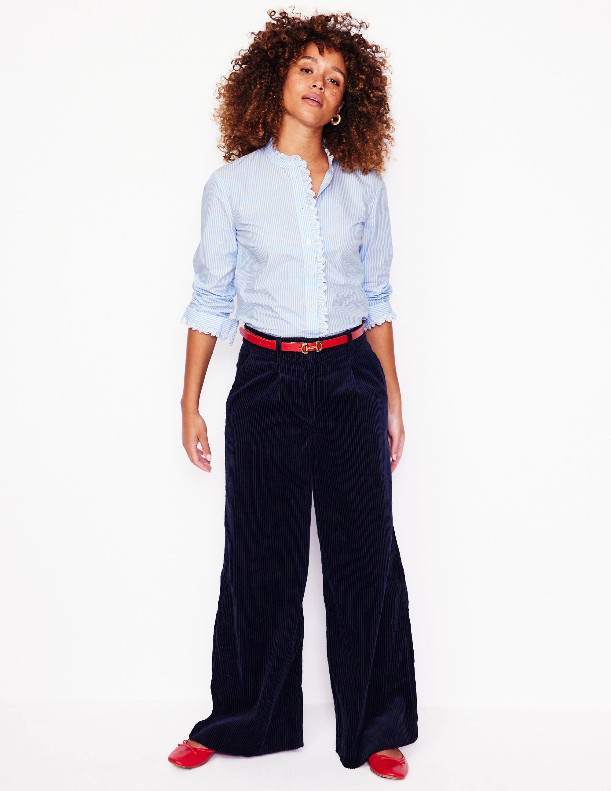 Phoebe Shirt-Blue, Ivory Stripe - Image 4