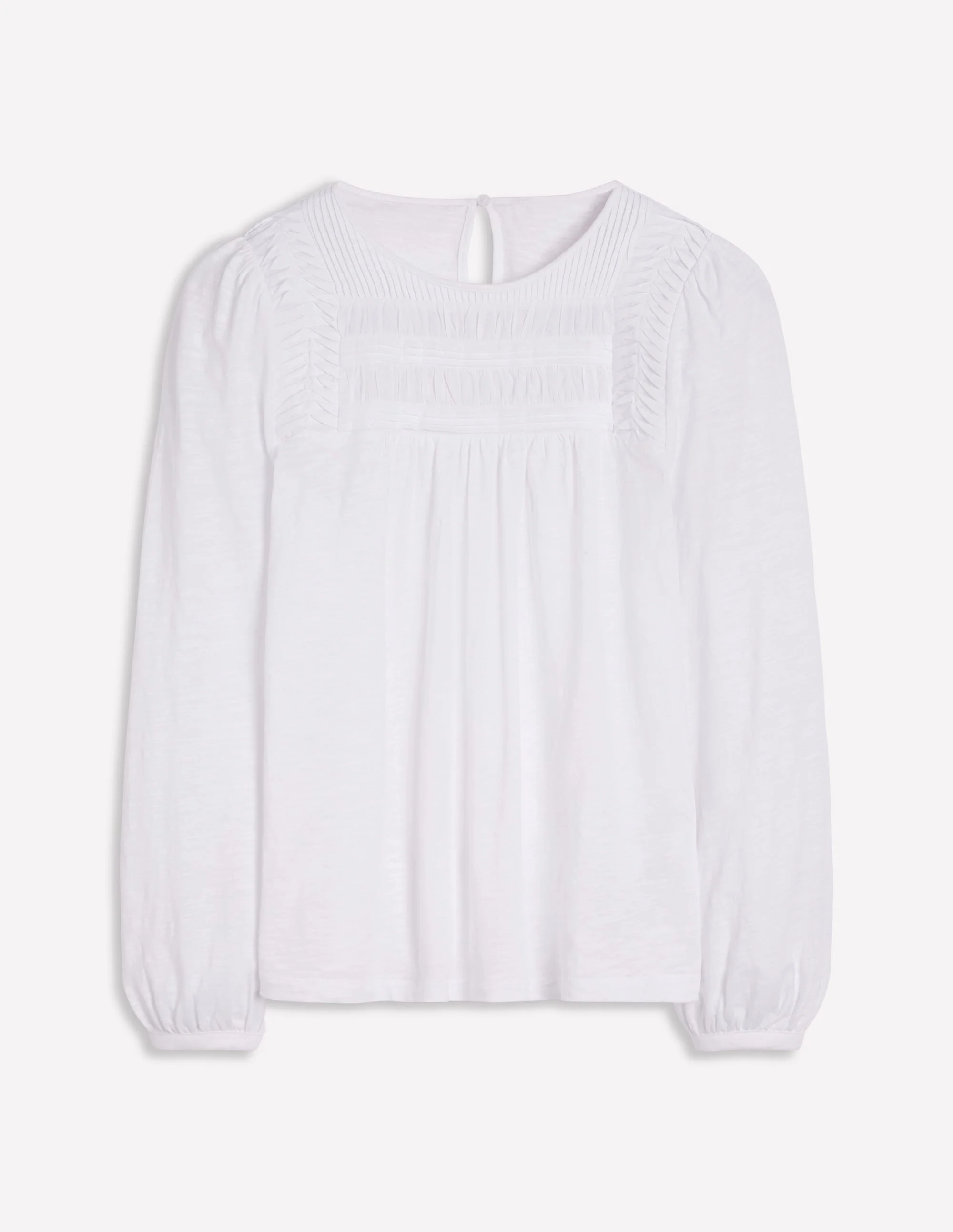 Pintuck Yoke Top-White - Image 5