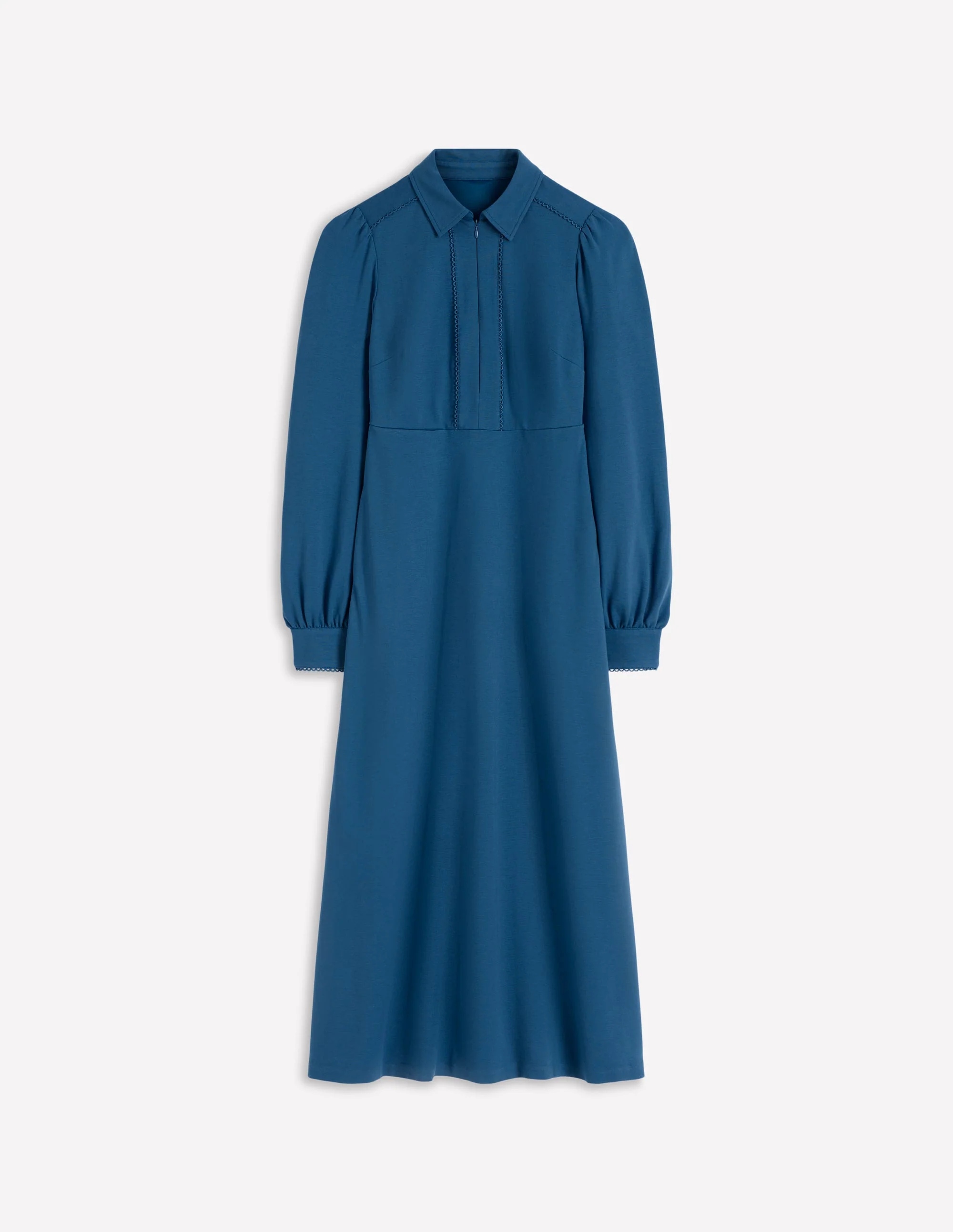 Pip Zip-Up Ponte Midi Dress-Tourmaline Blue - Image 4