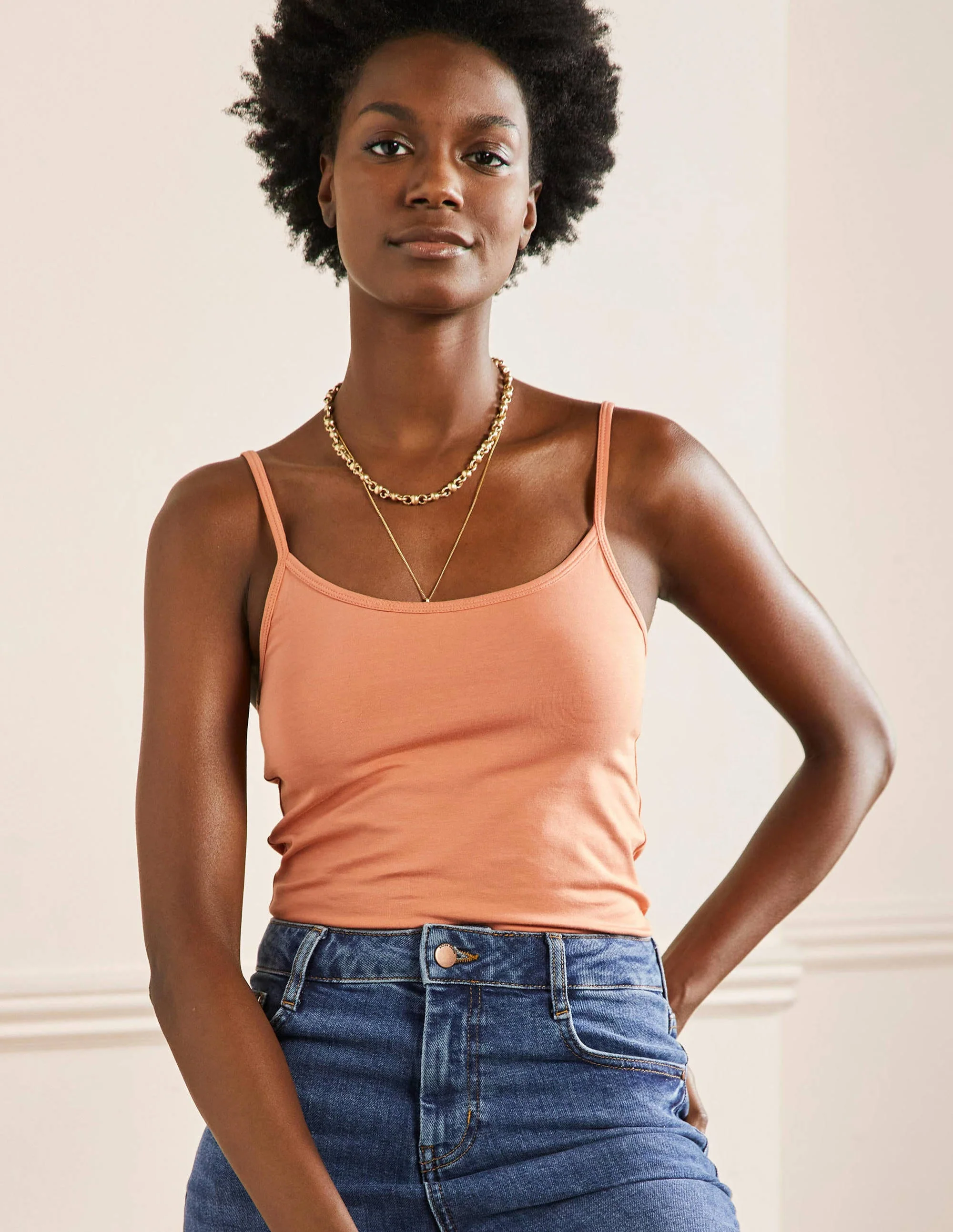 Plain Cami Top-Chalky Coral