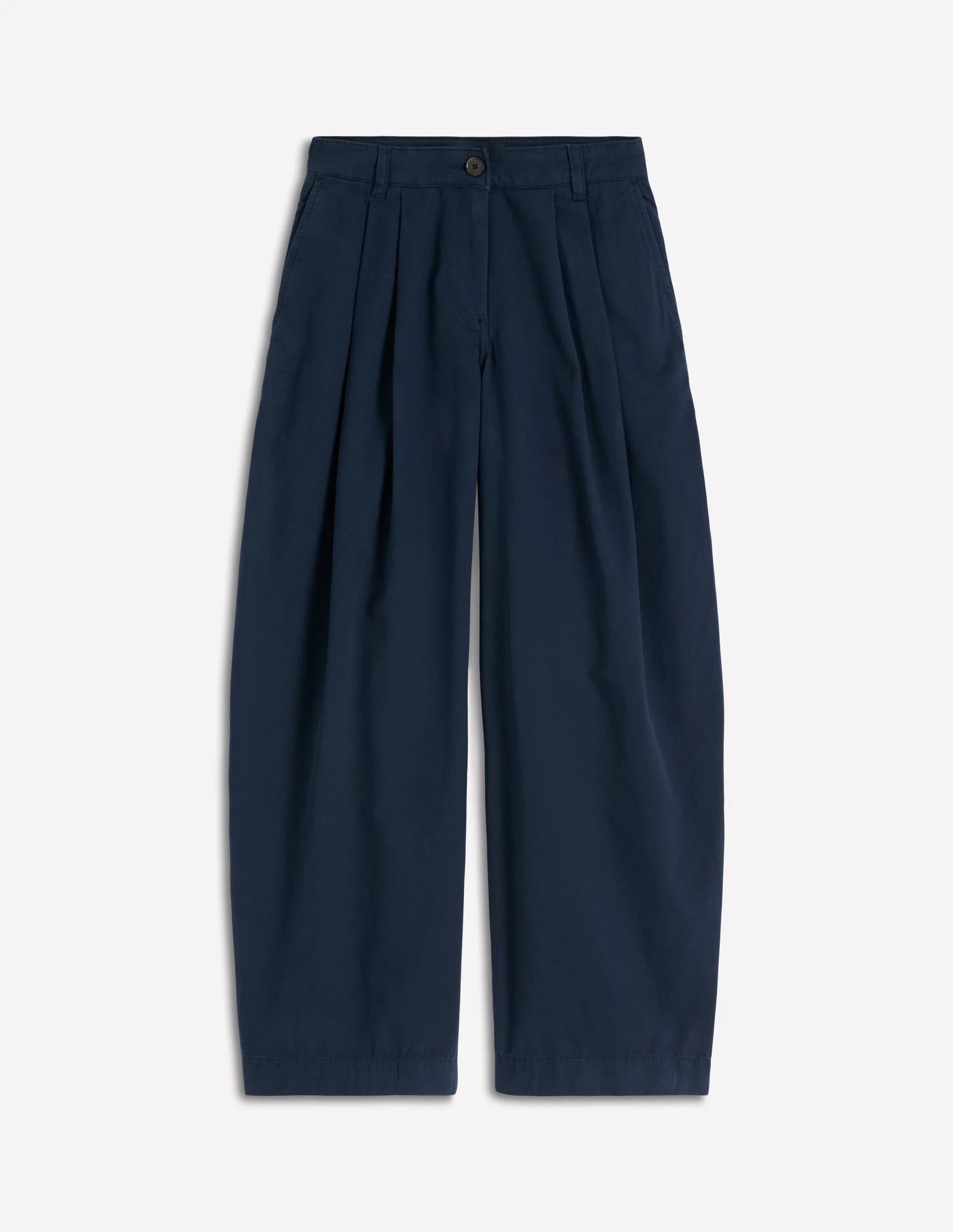 Pleat Barrel Leg Pants-Navy - Image 6