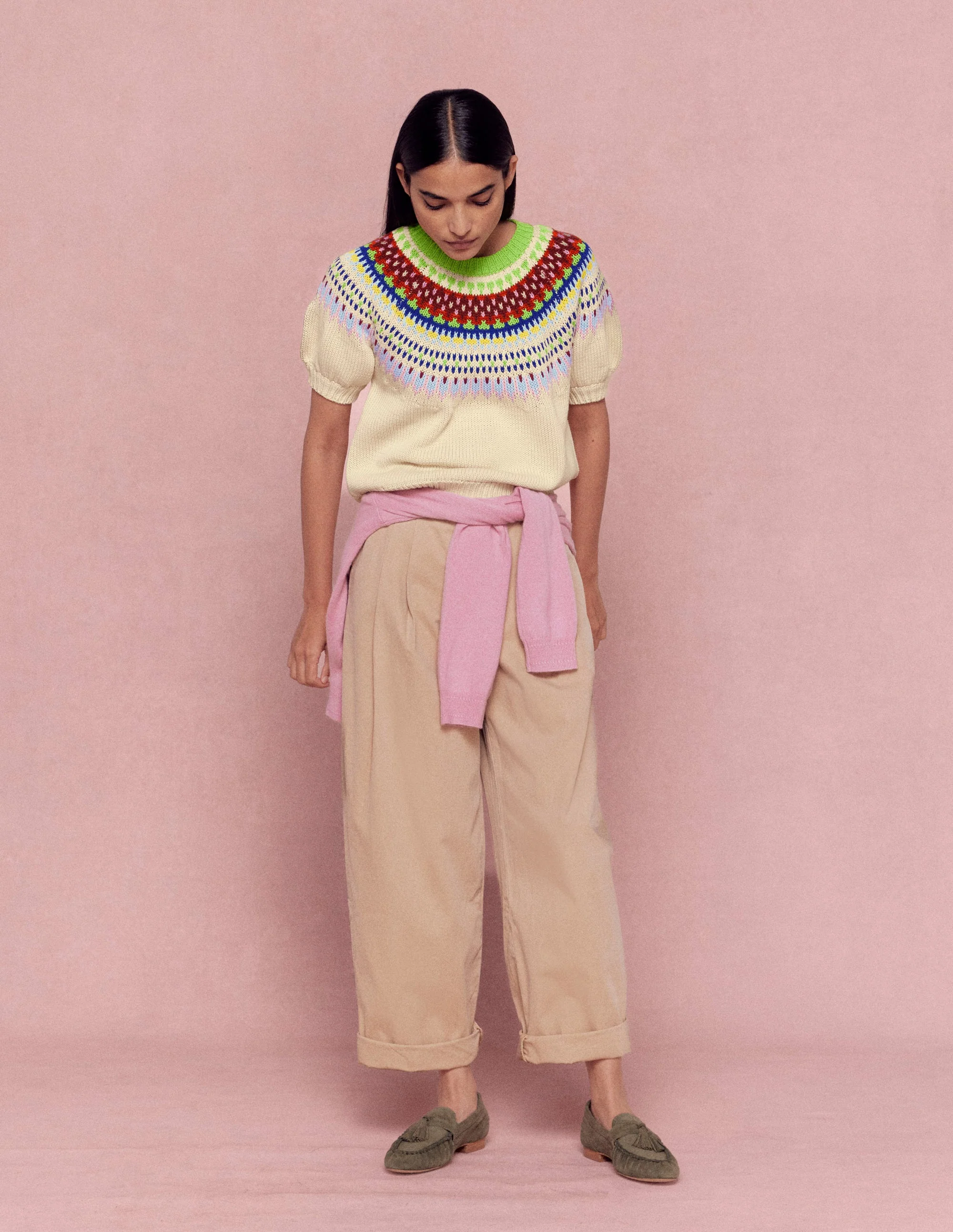 Pleat Barrel Leg Pants-Stone - Image 6